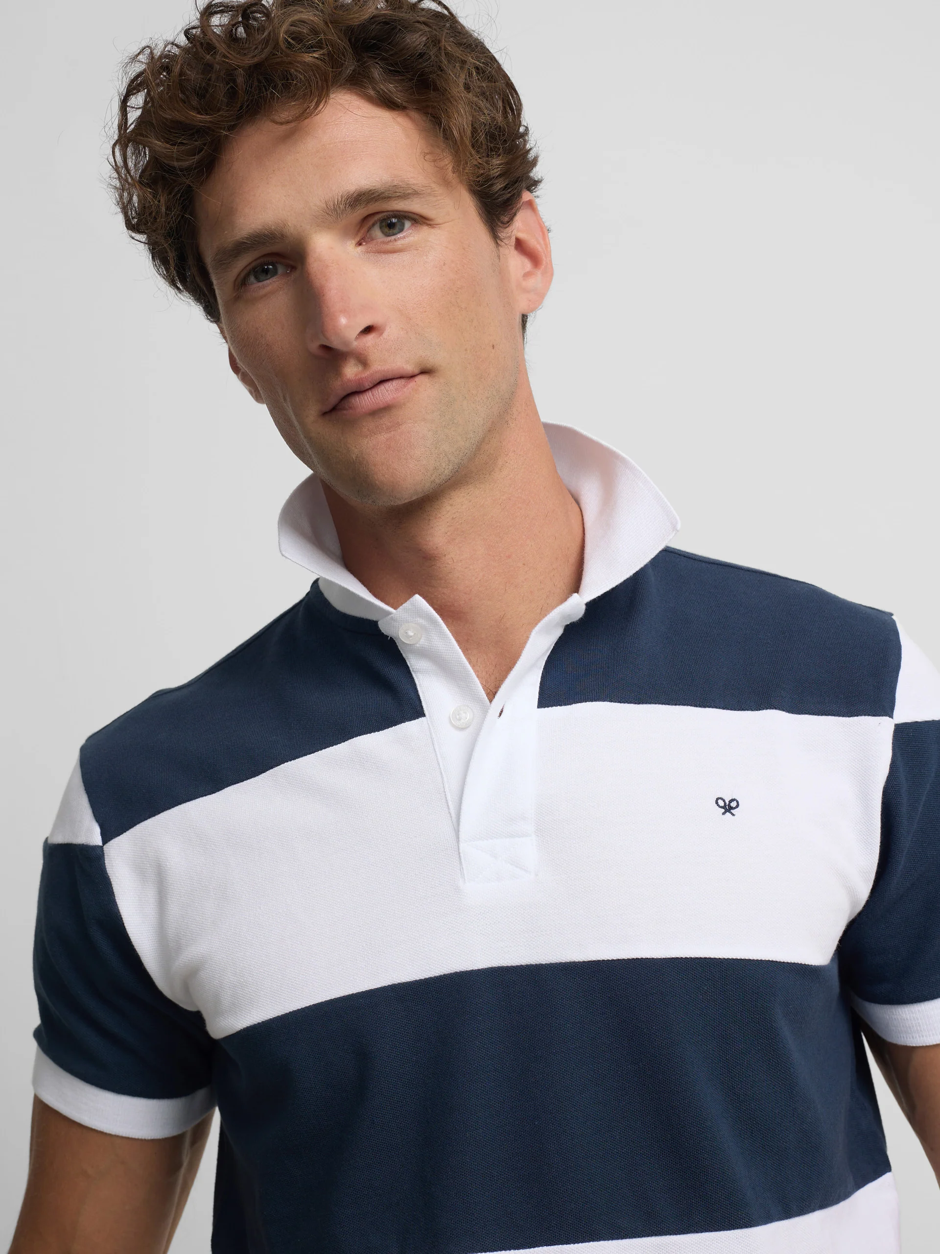 Polo manga corta rayas anchas azul marino - Image 3