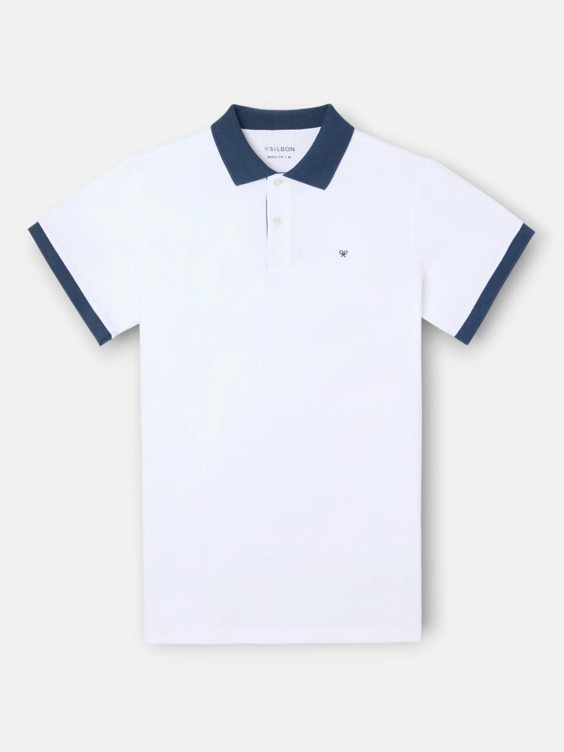 Polo manga corta ribete azul marino blanco - Image 5