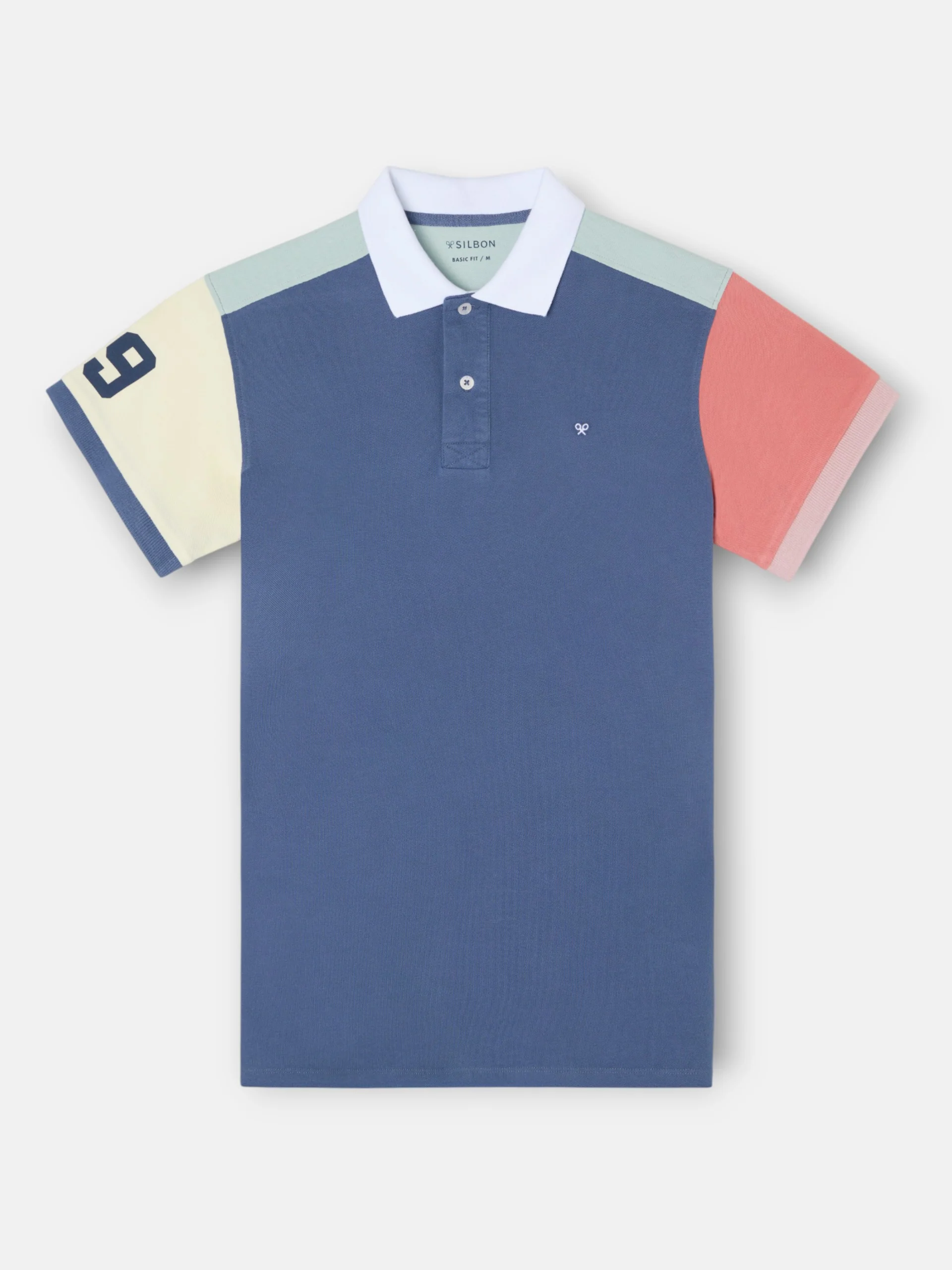 Polo manga corta ribete multicolor azul marino - Image 5
