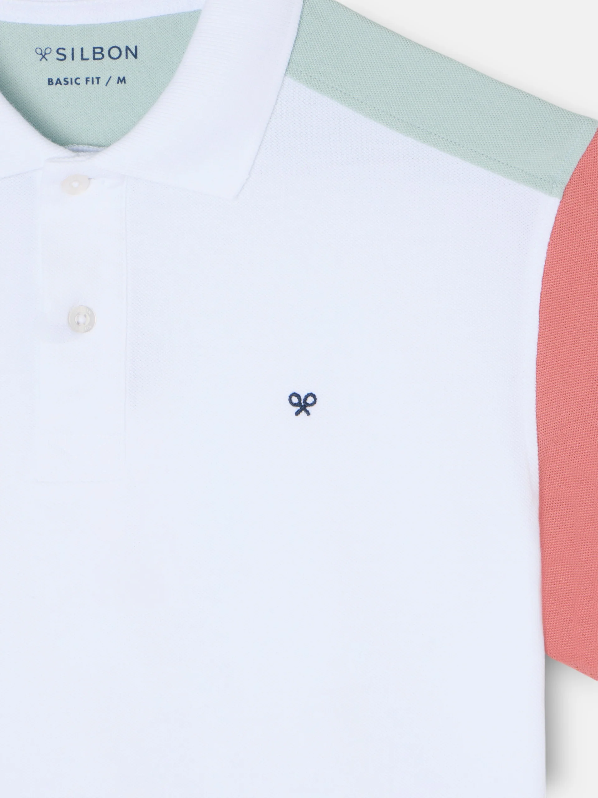 Polo manga corta ribete multicolor blanco - Image 2