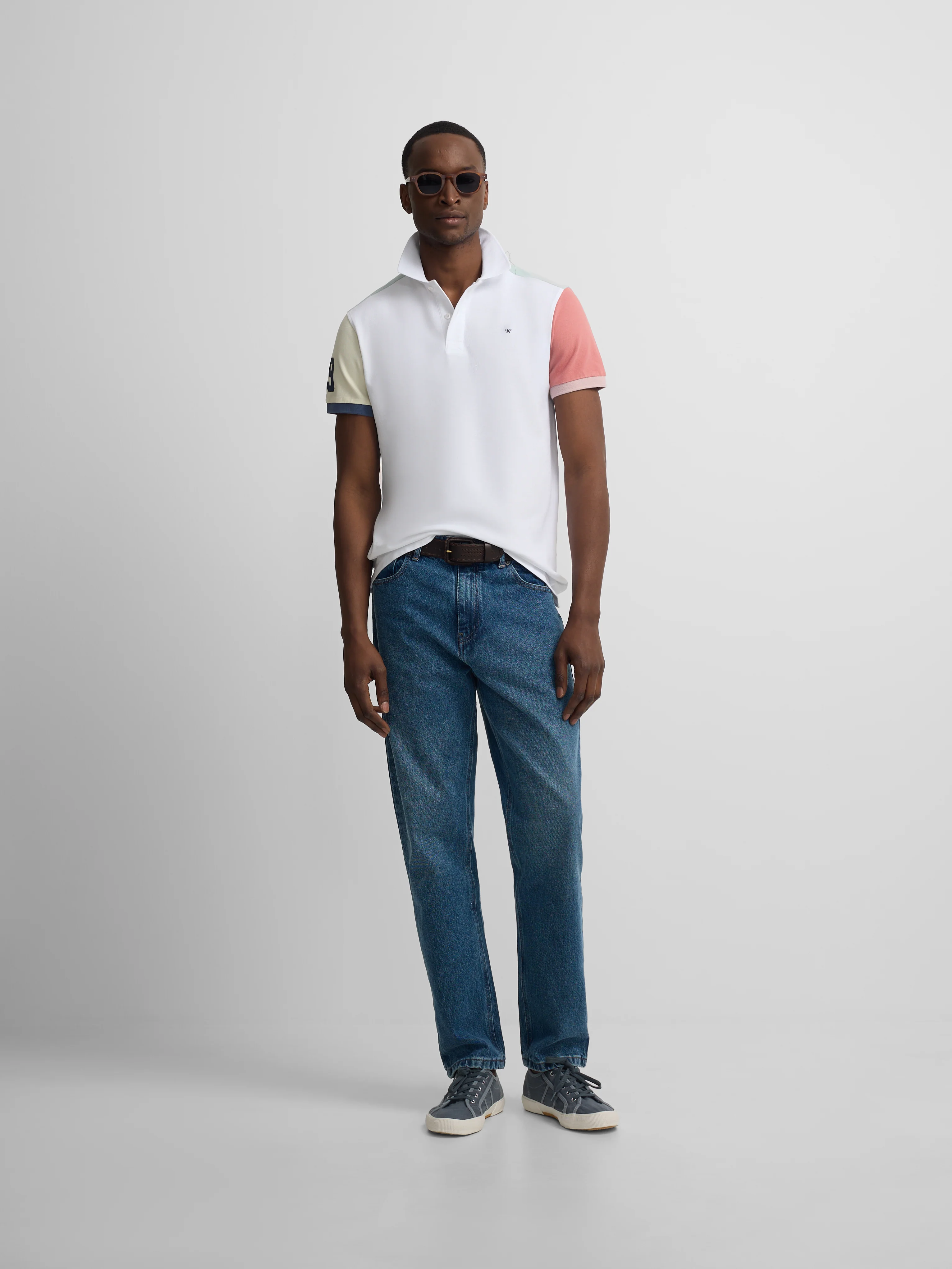 Polo manga corta ribete multicolor blanco - Image 4