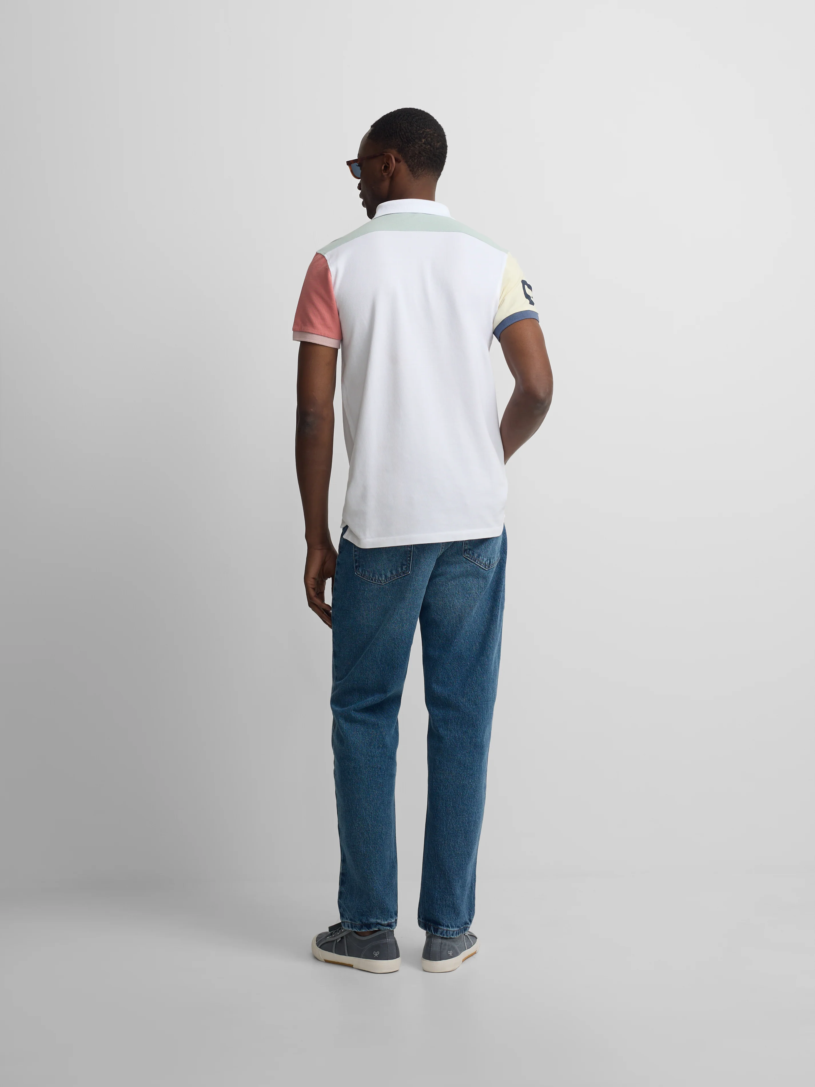 Polo manga corta ribete multicolor blanco - Image 5