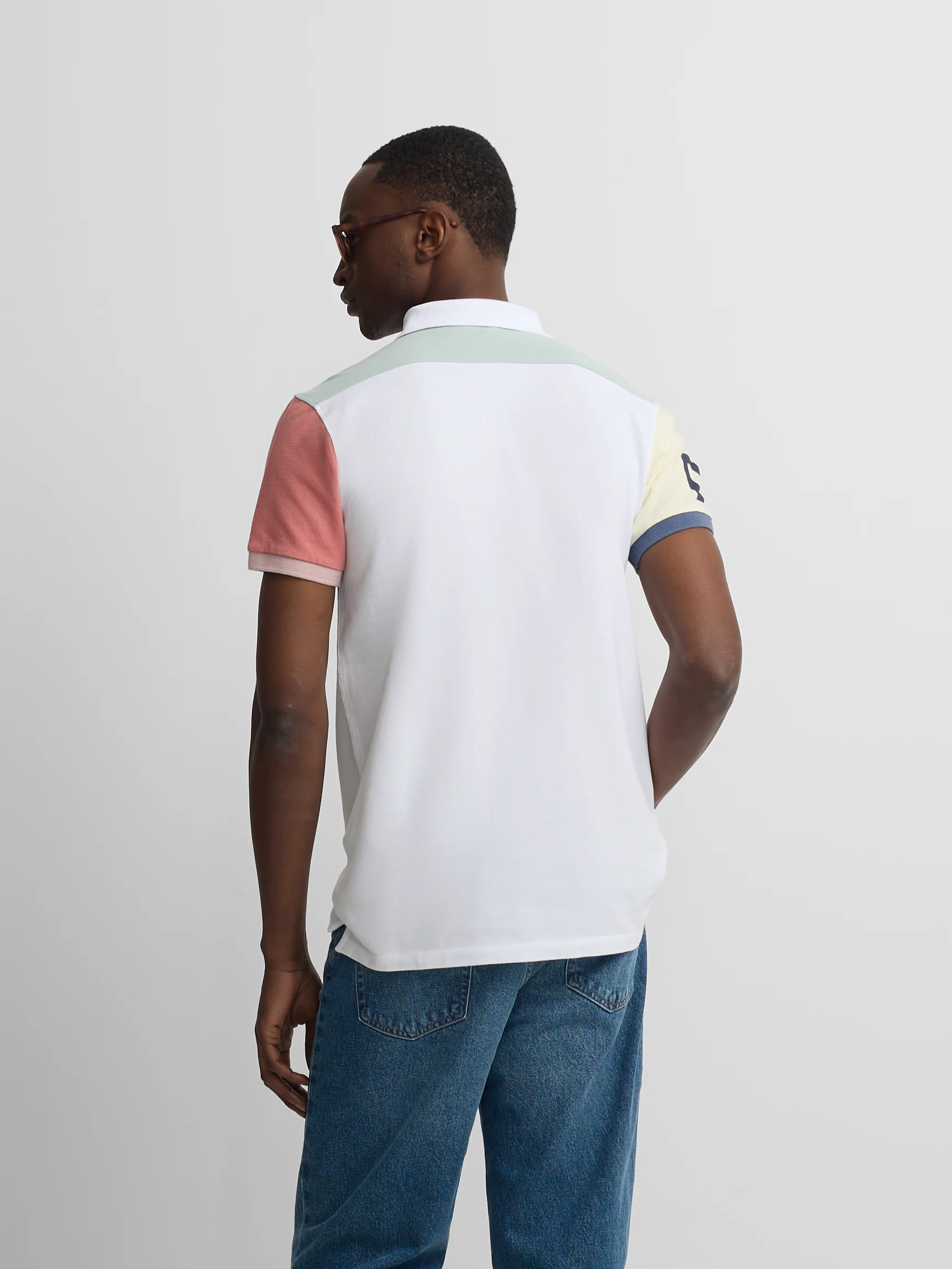 Polo manga corta ribete multicolor blanco - Image 6