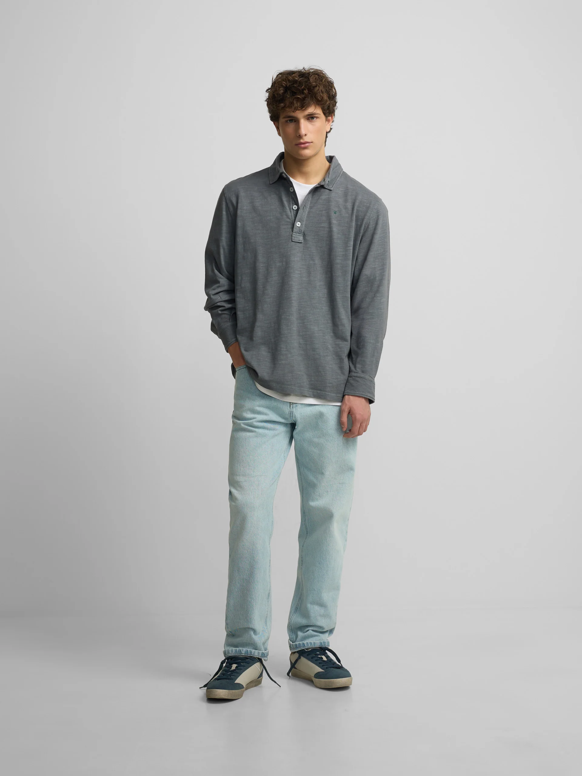Polo manga larga sport gris - Image 3