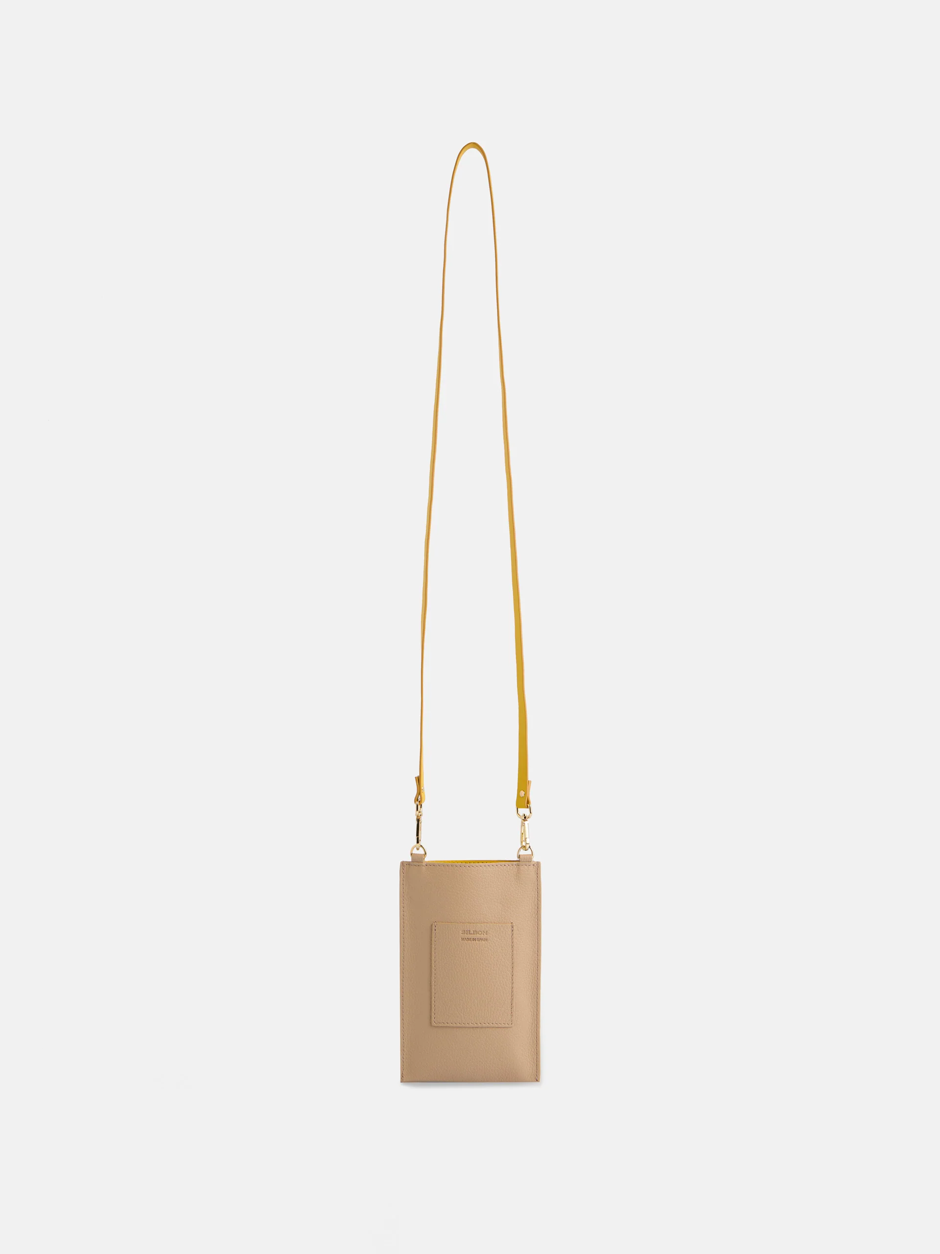 Portamovil piel bolsillo beige y amarillo - Image 4