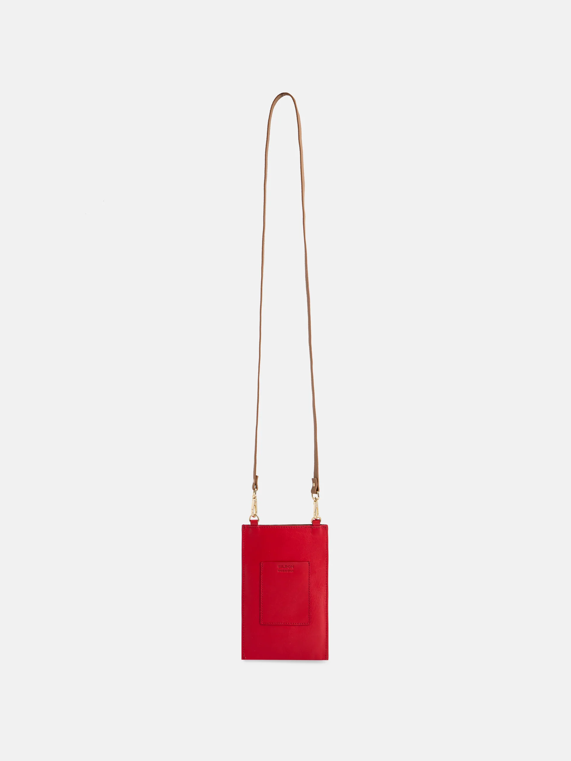 Portamovil piel bolsillo rojo y marron - Image 3