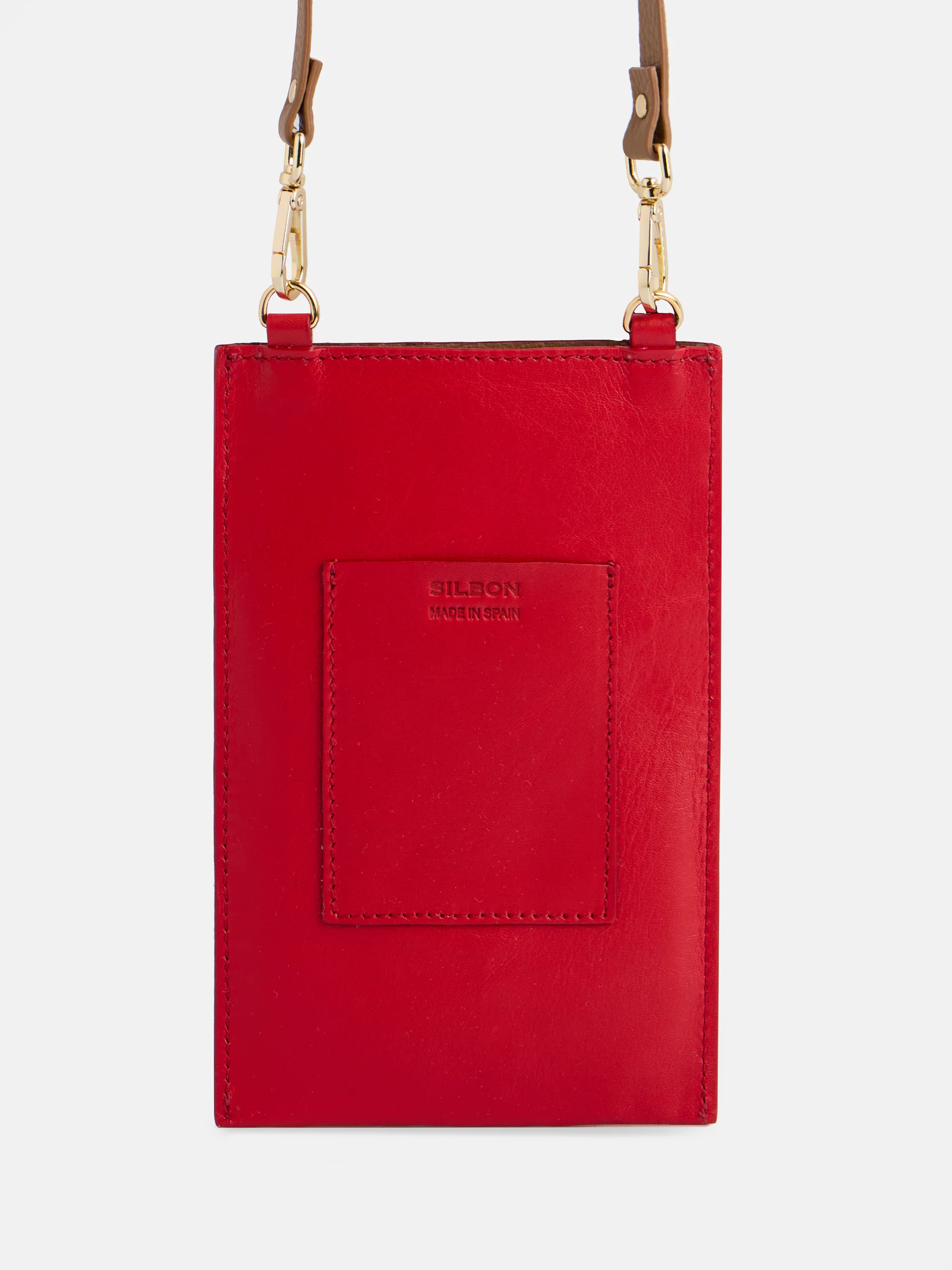 Portamovil piel bolsillo rojo y marron - Image 4