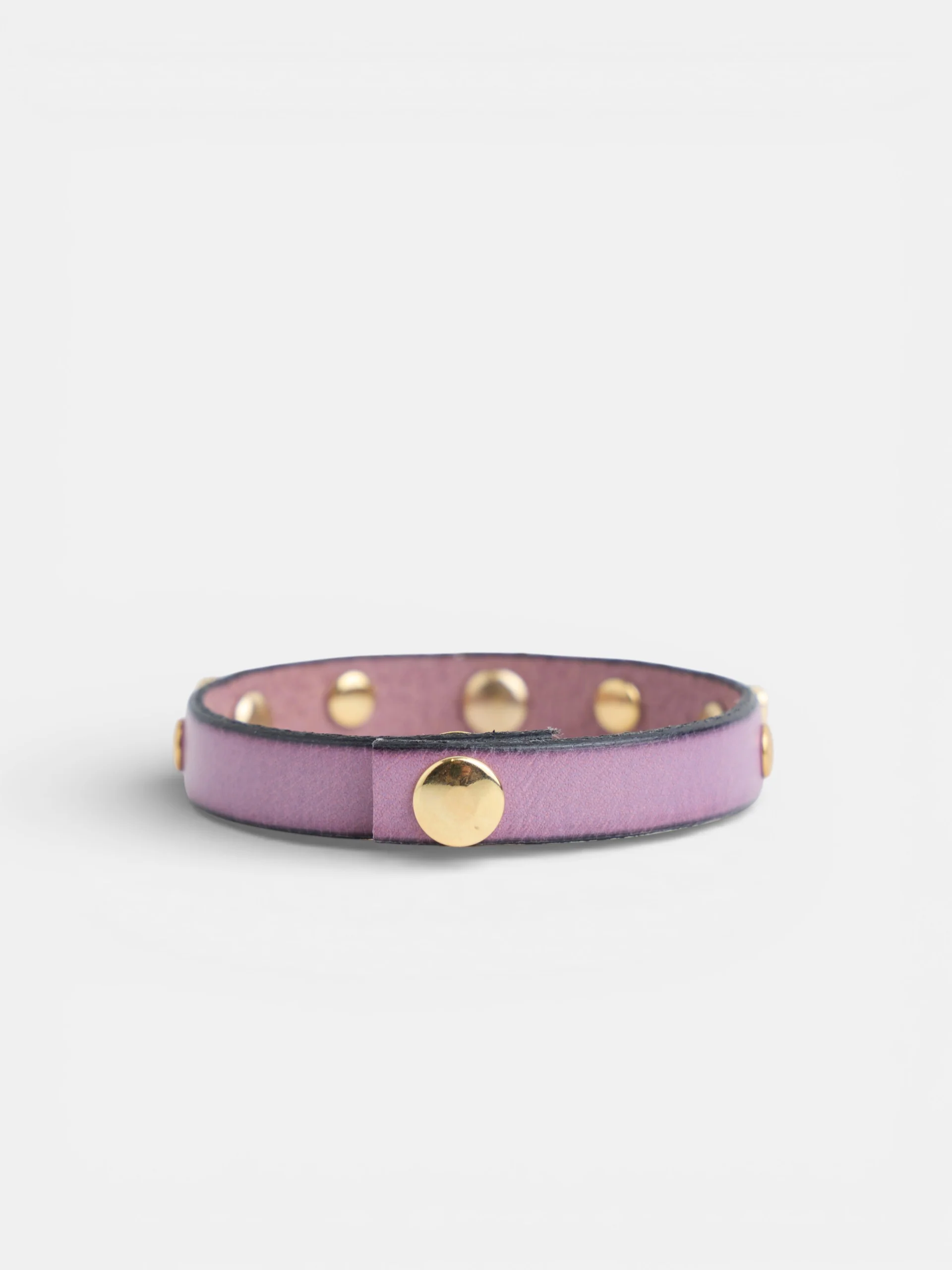Pulsera piel logo y tachas malva - Image 2