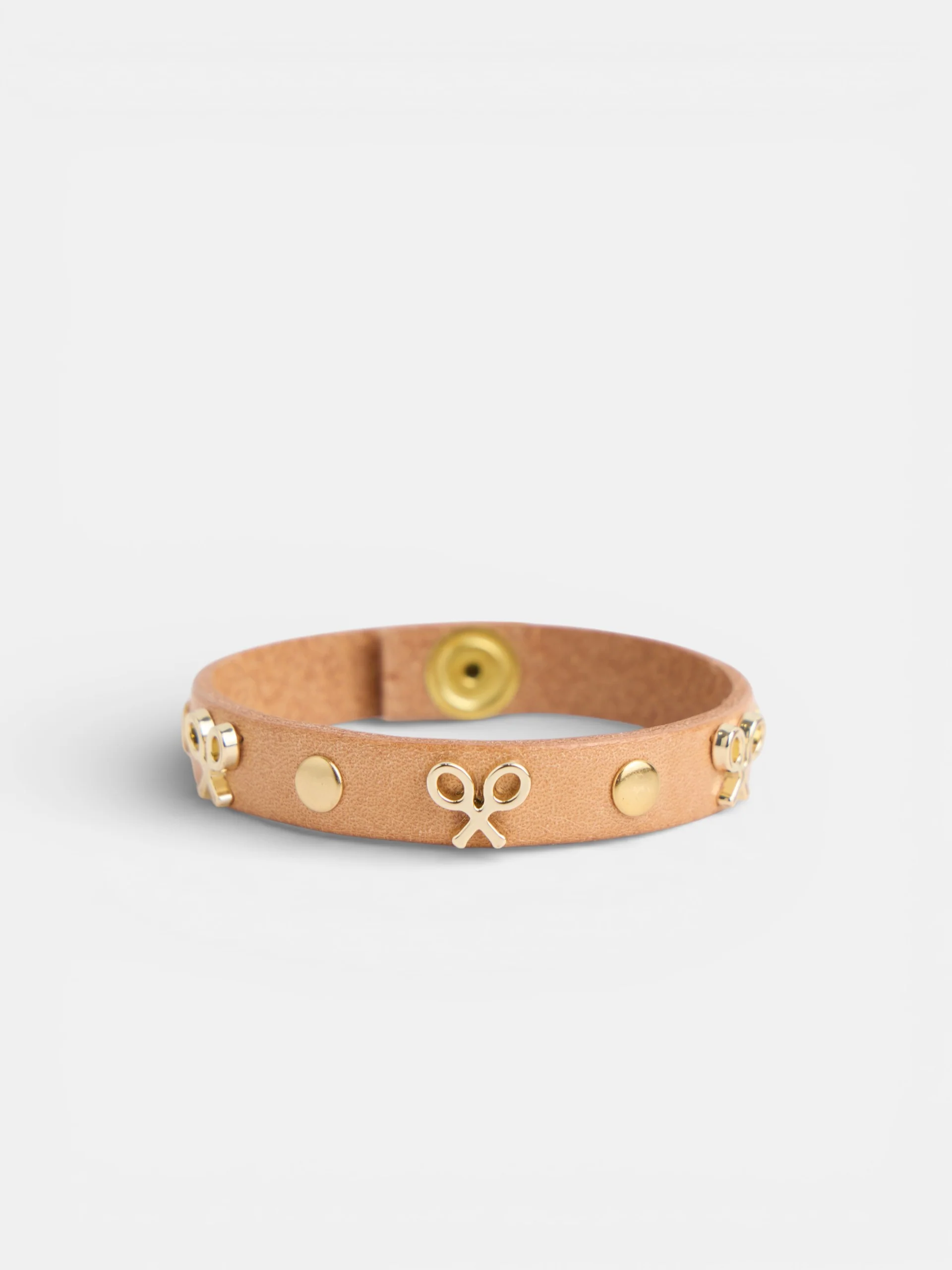 Pulsera piel logo y tachas natural