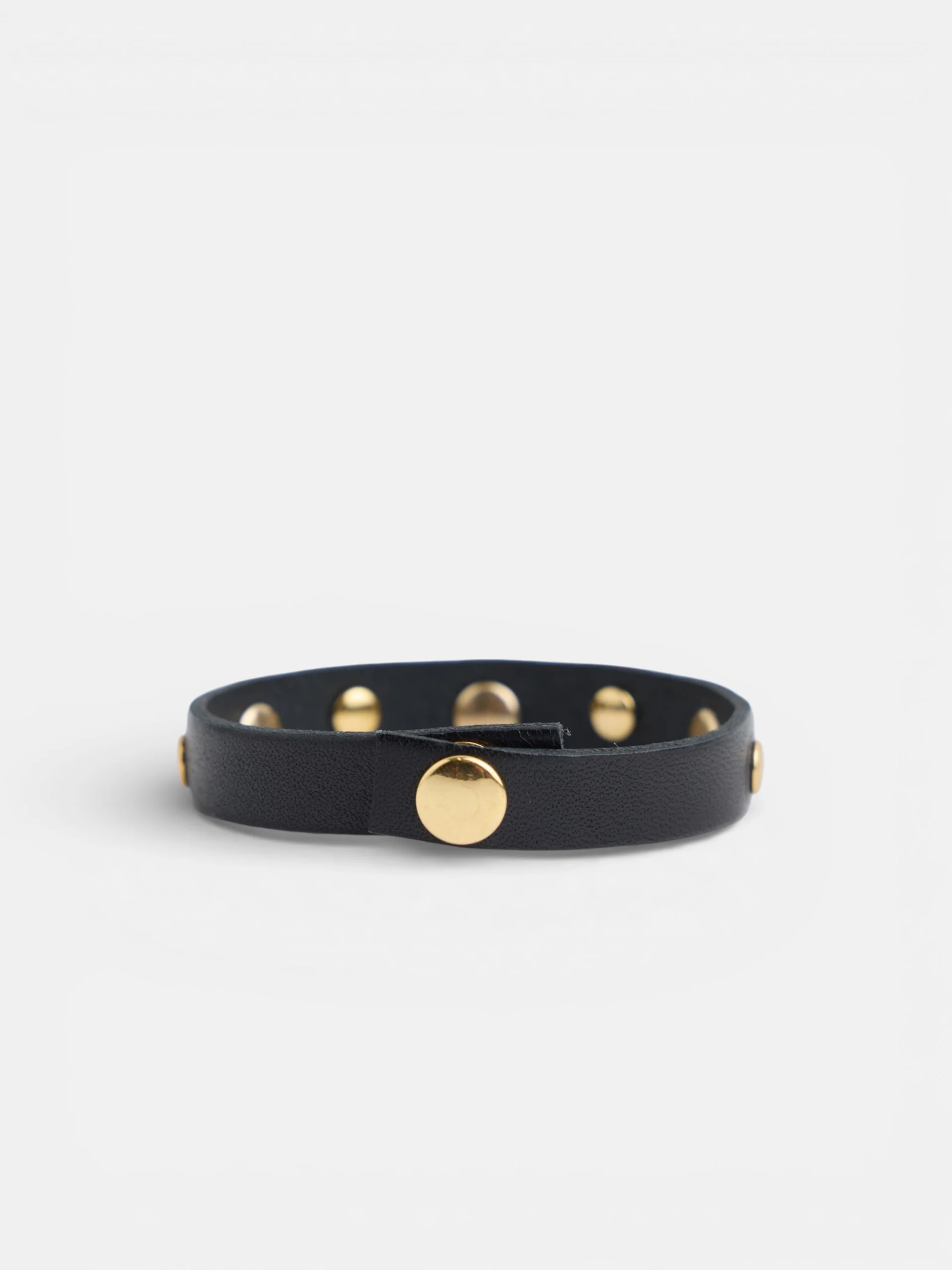 Pulsera piel logo y tachas negro - Image 2
