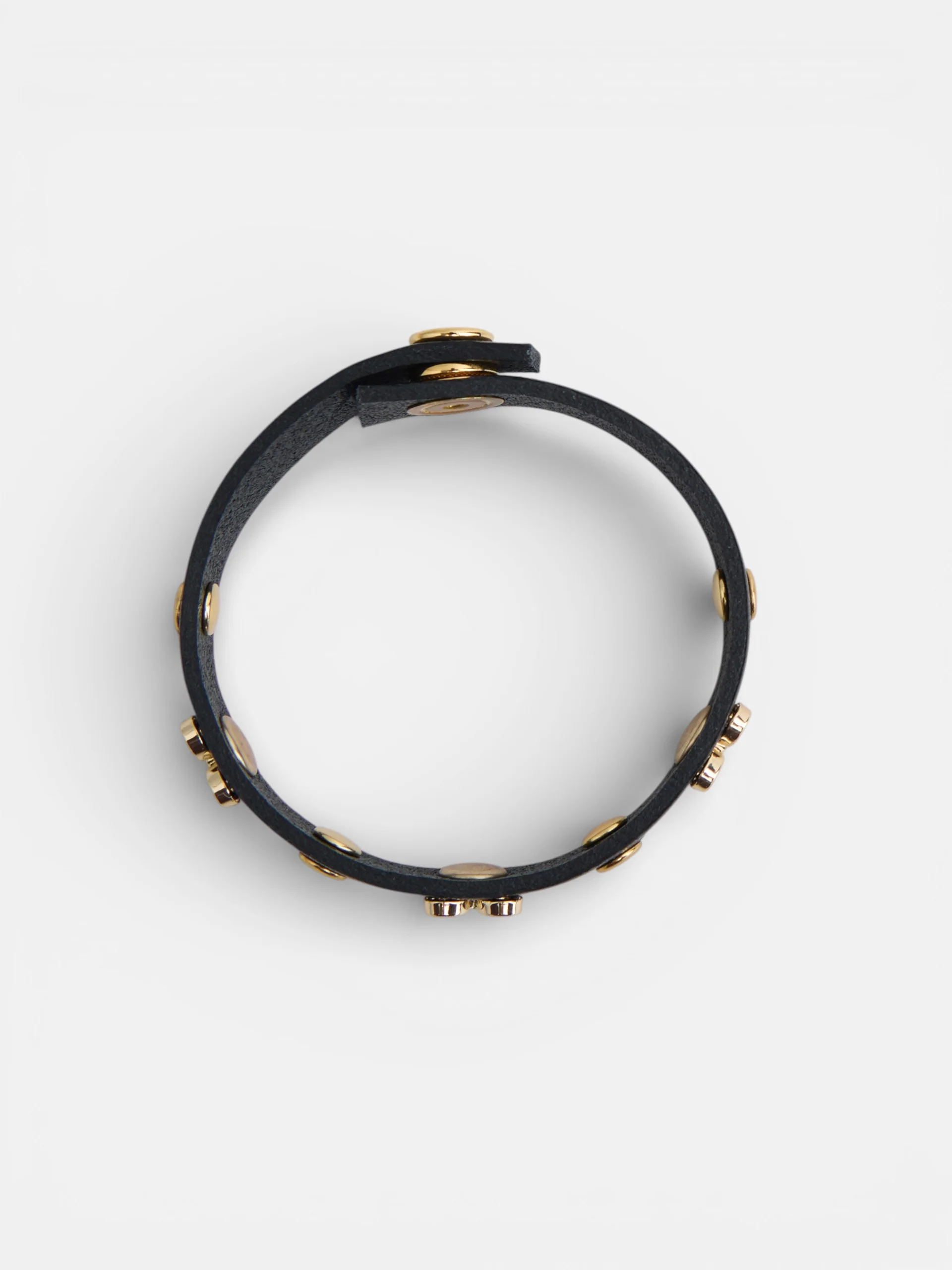 Pulsera piel logo y tachas negro - Image 3