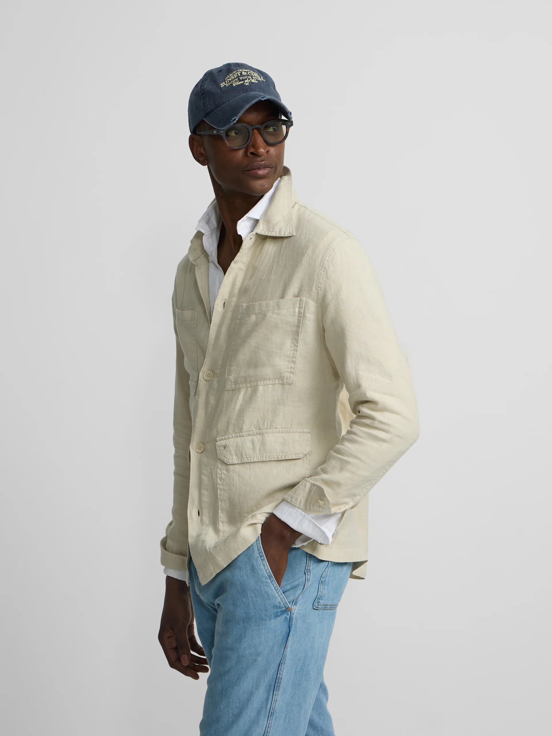 Sobrecamisa lino beige medio - Image 7