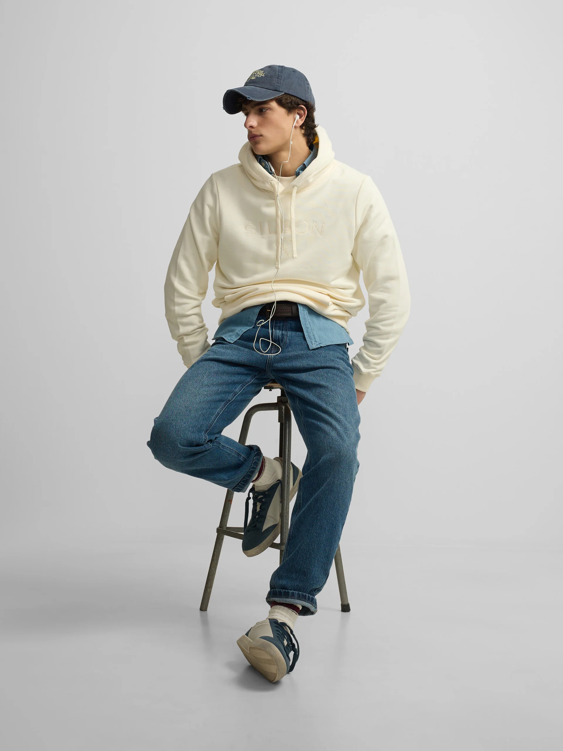 Sudadera capucha Silbon raqueta media crema - Image 4
