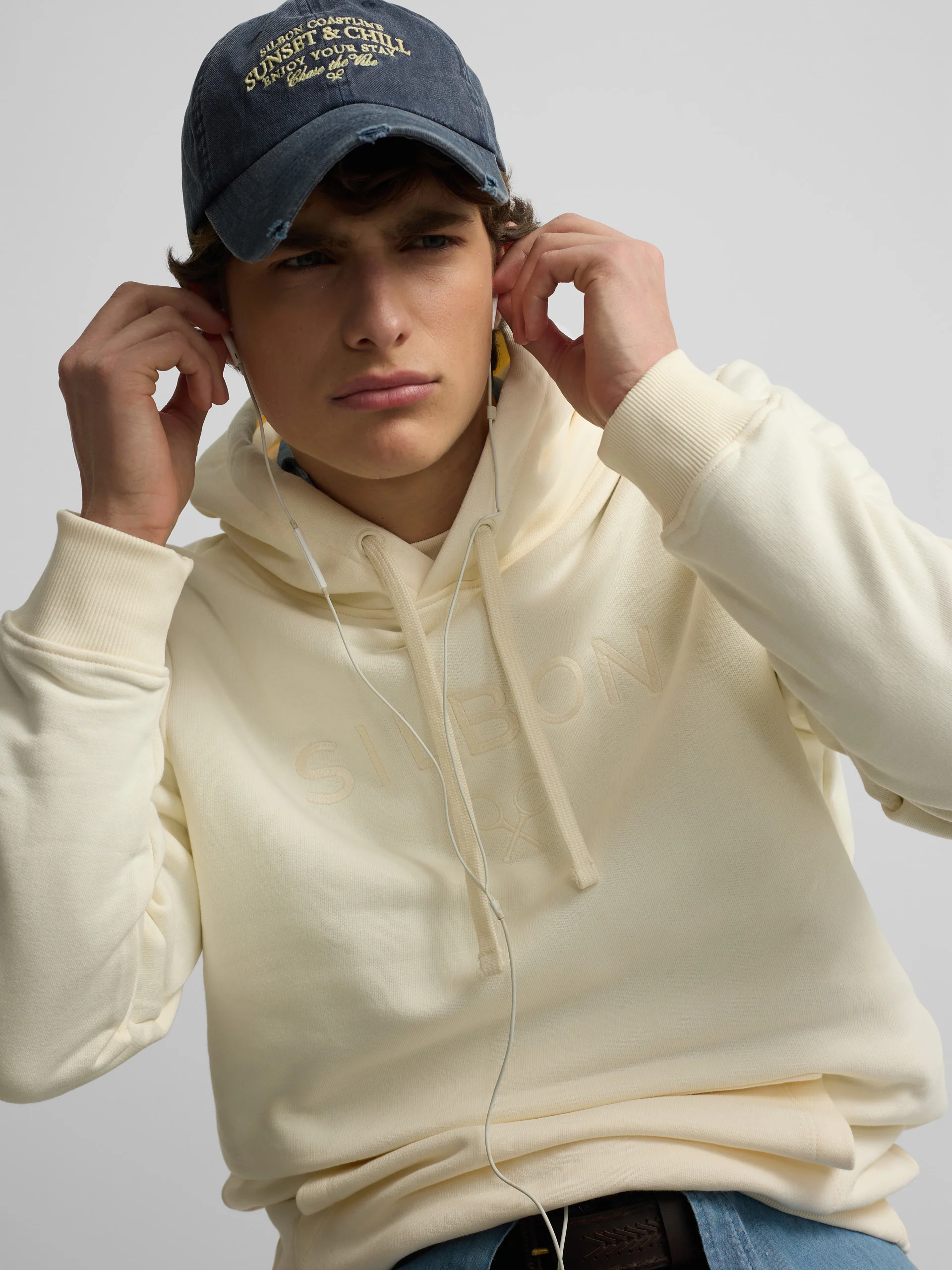 Sudadera capucha Silbon raqueta media crema - Image 6