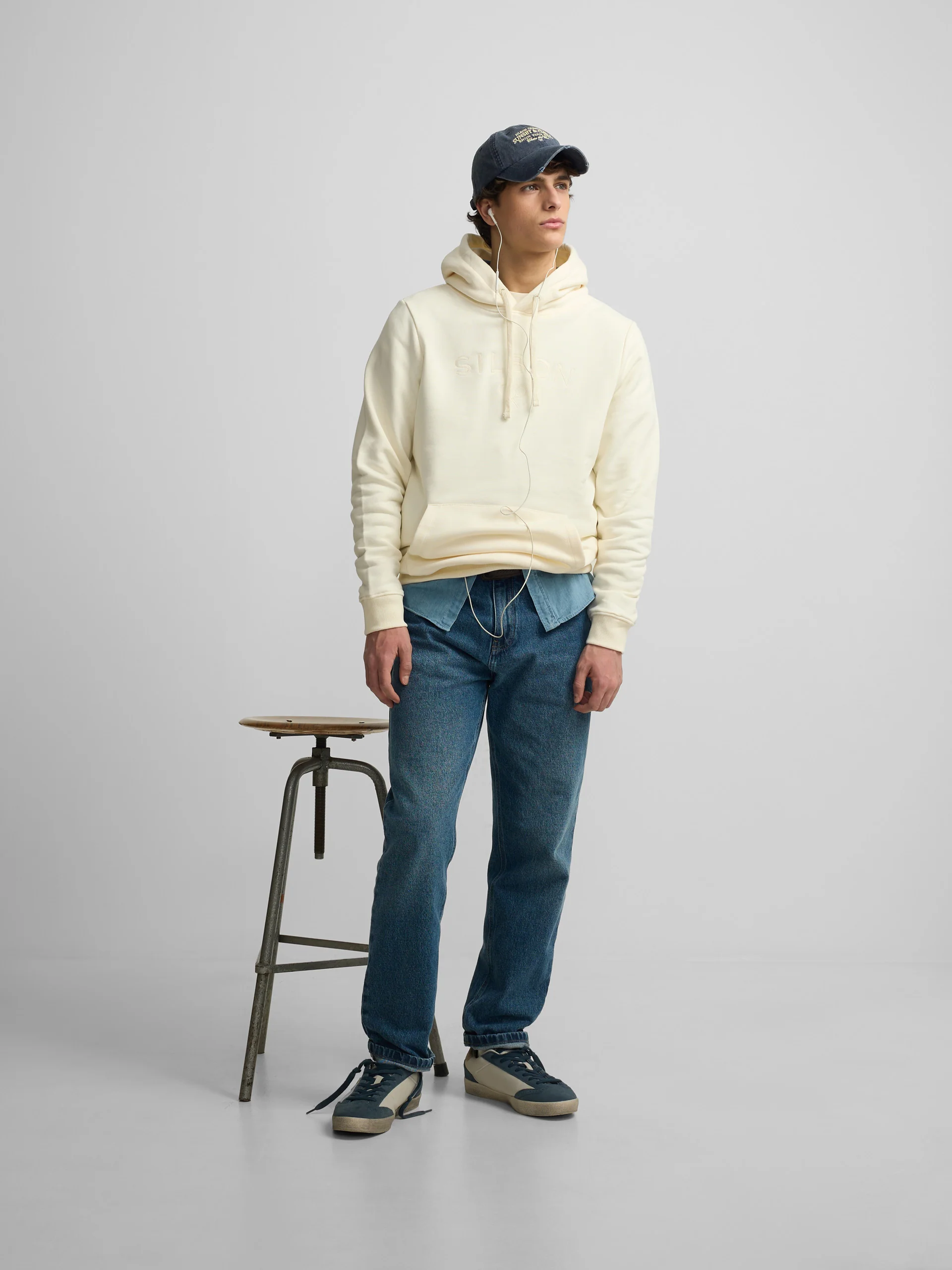 Sudadera capucha Silbon raqueta media crema - Image 7