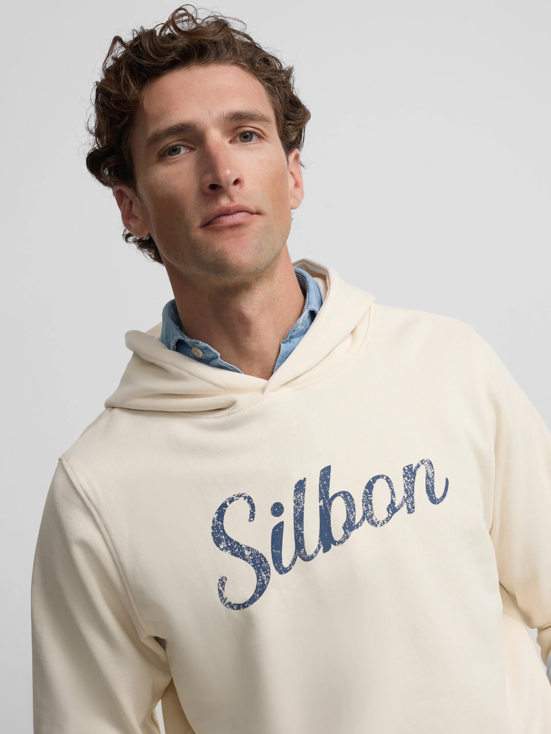 Sudadera capucha Silbon vintage crema - Image 3