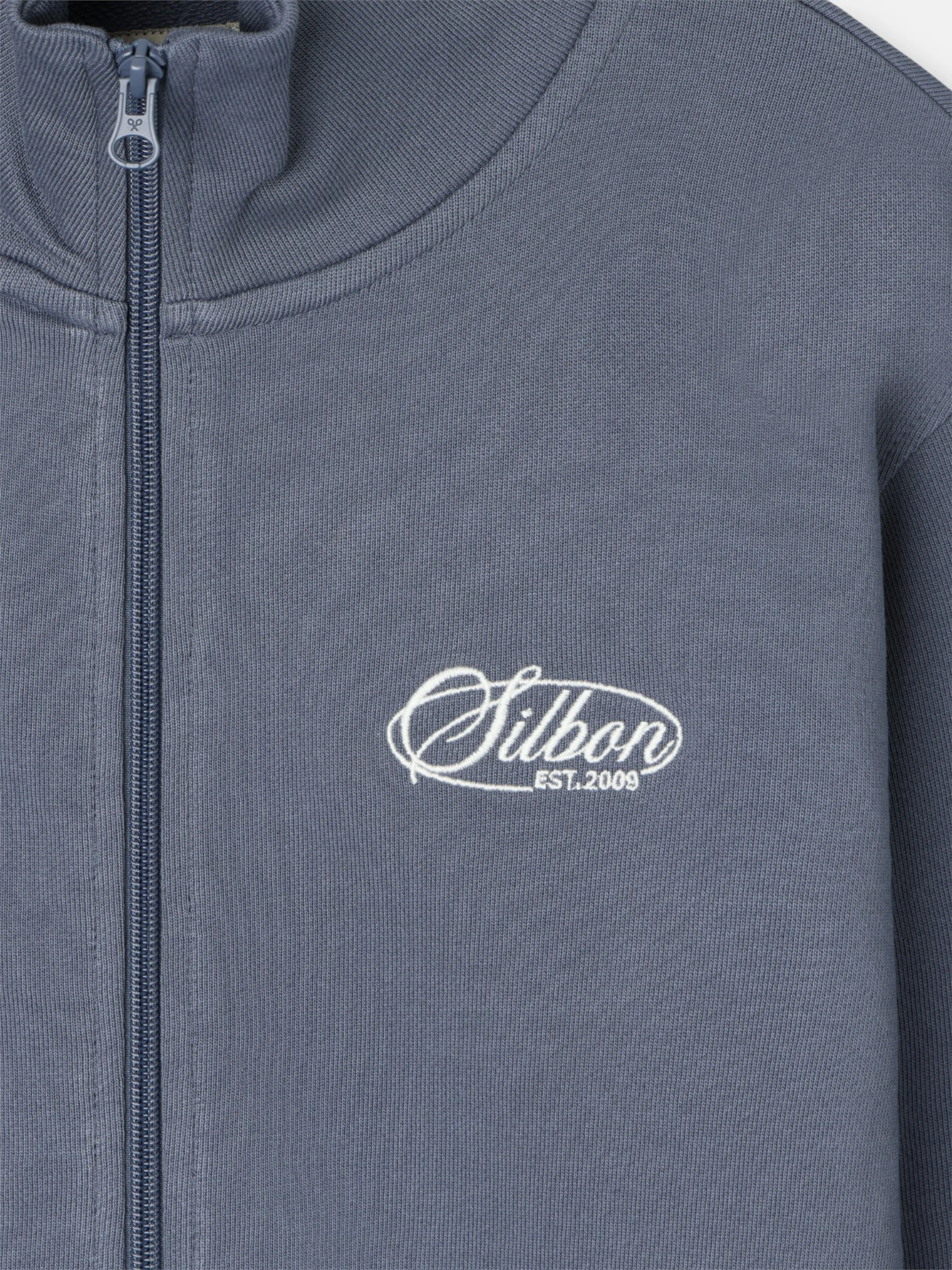 Sudadera cremallera bordado azul indigo - Image 2