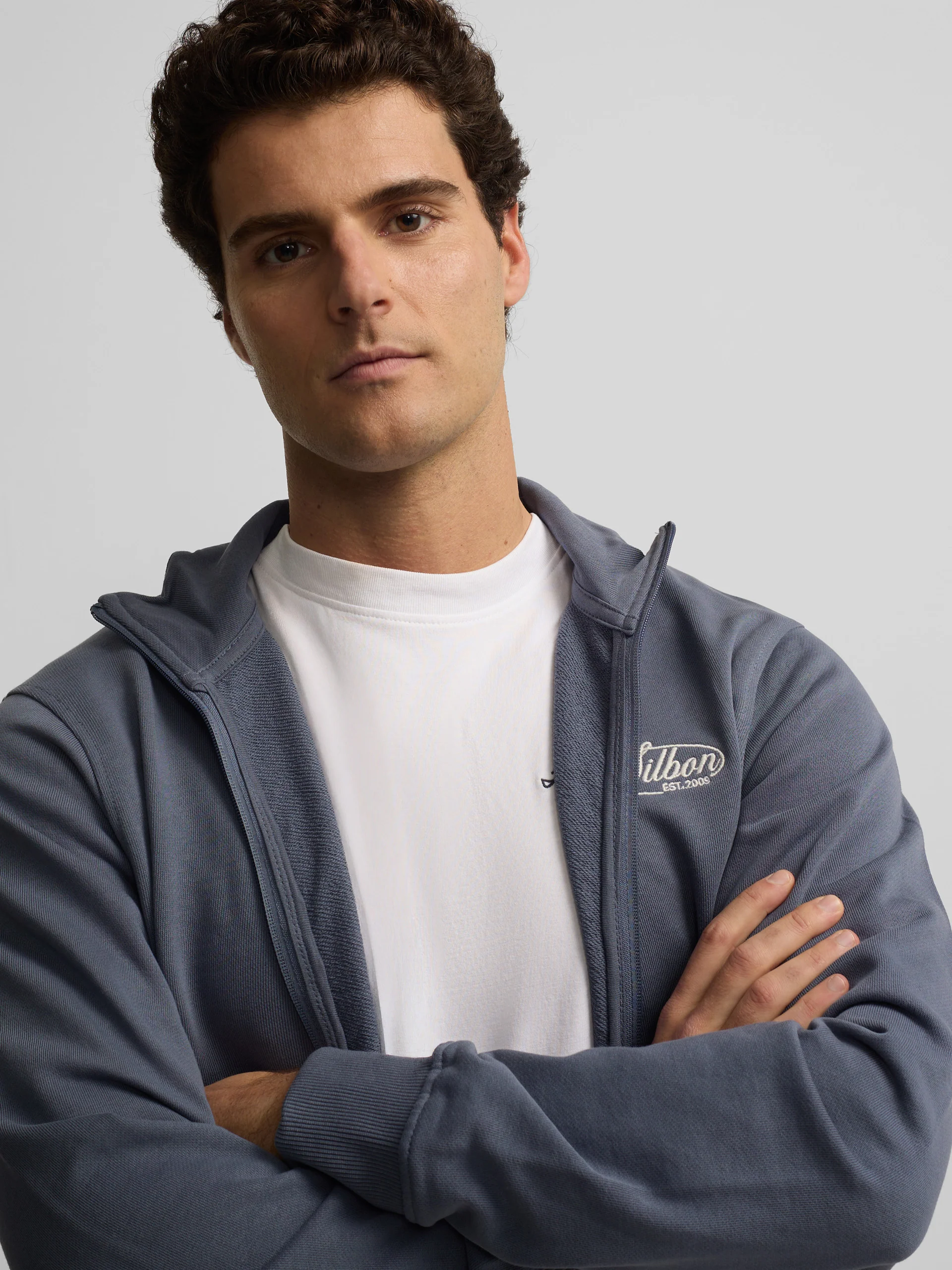 Sudadera cremallera bordado azul indigo - Image 8