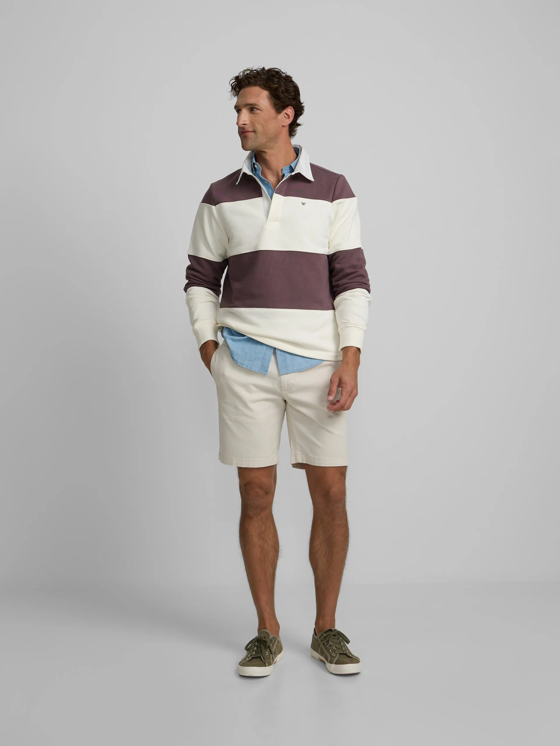 Sudadera cuello polo raya ancha burdeos - Image 3