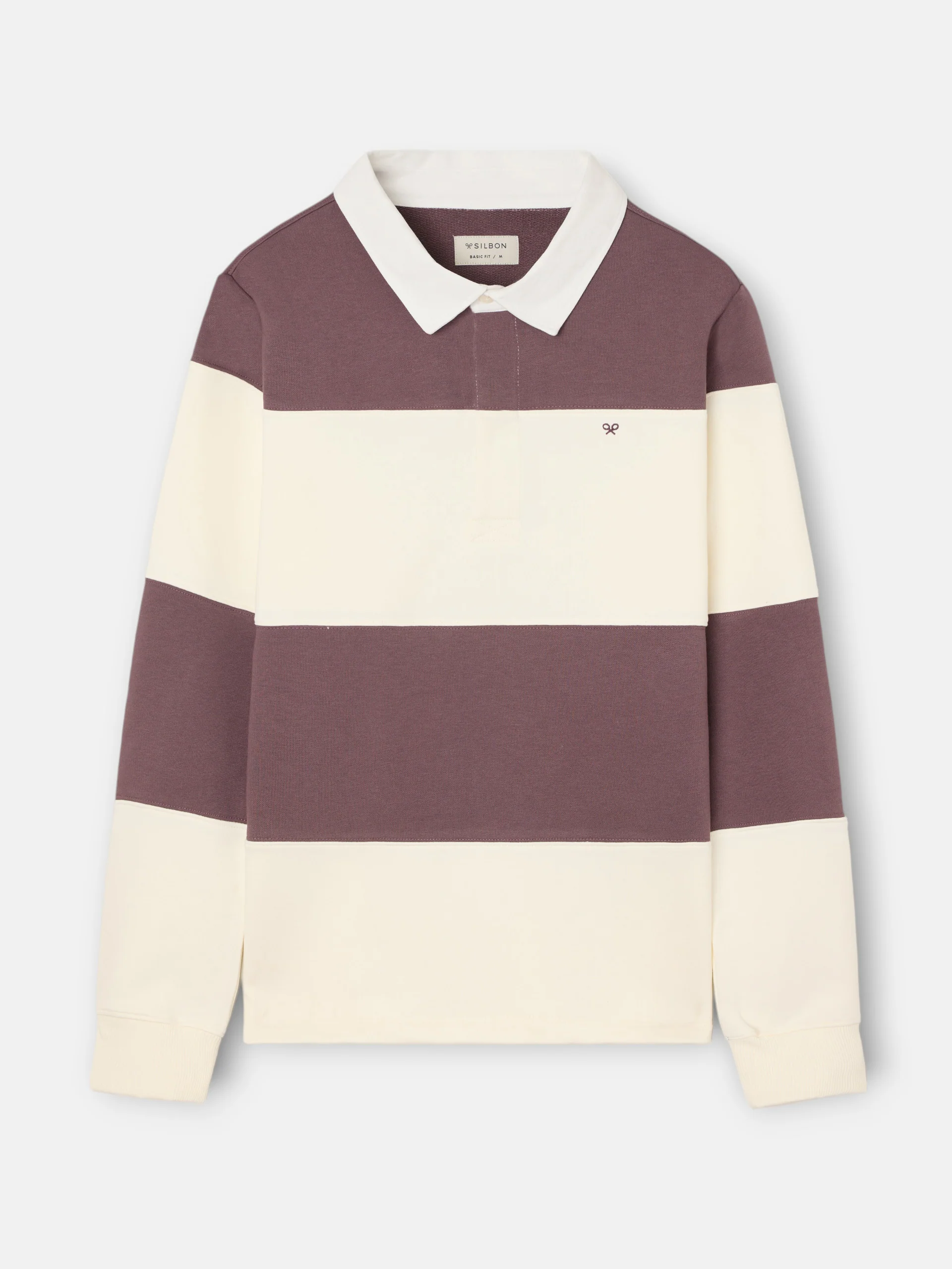 Sudadera cuello polo raya ancha burdeos - Image 5