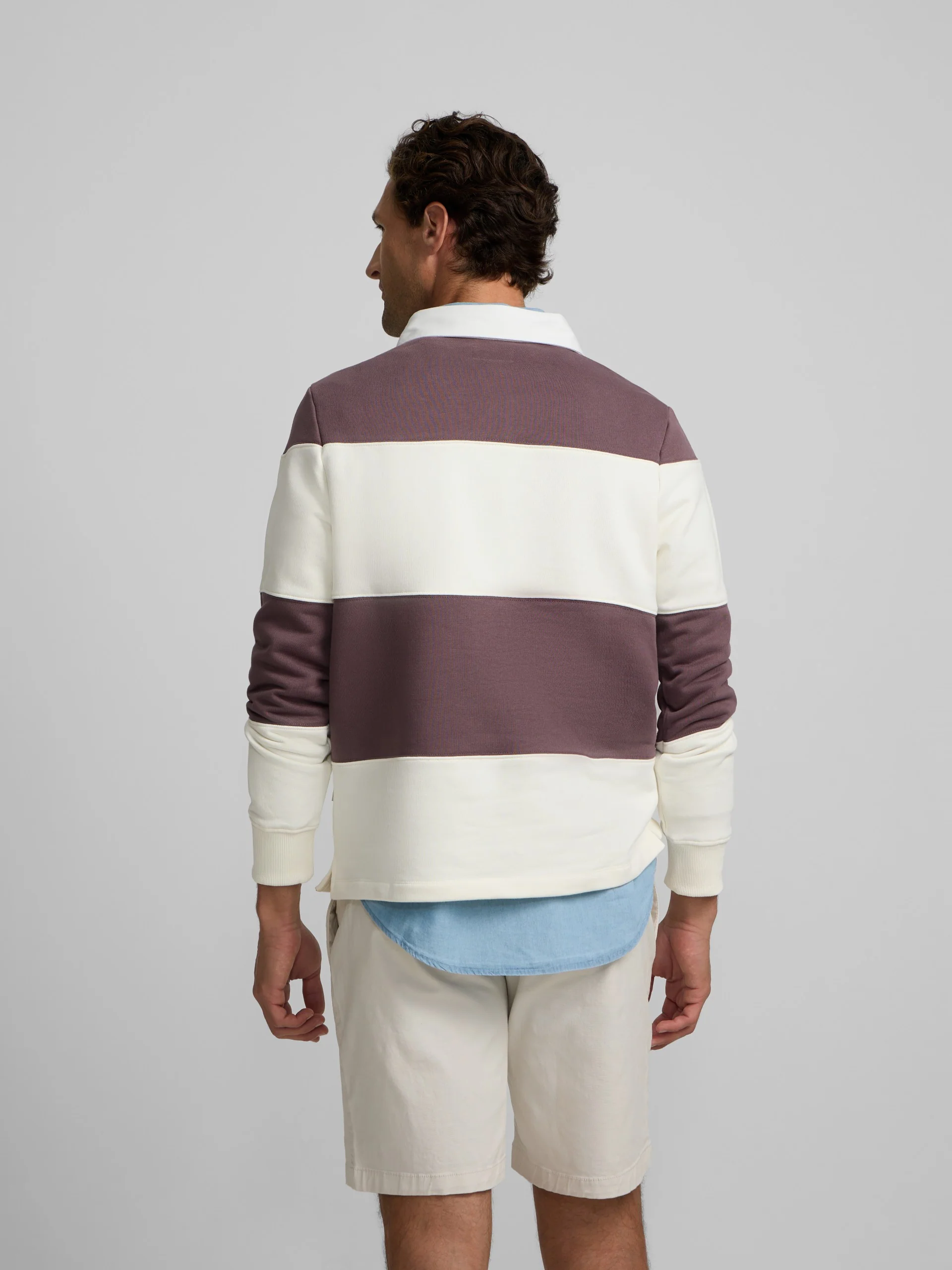 Sudadera cuello polo raya ancha burdeos - Image 6