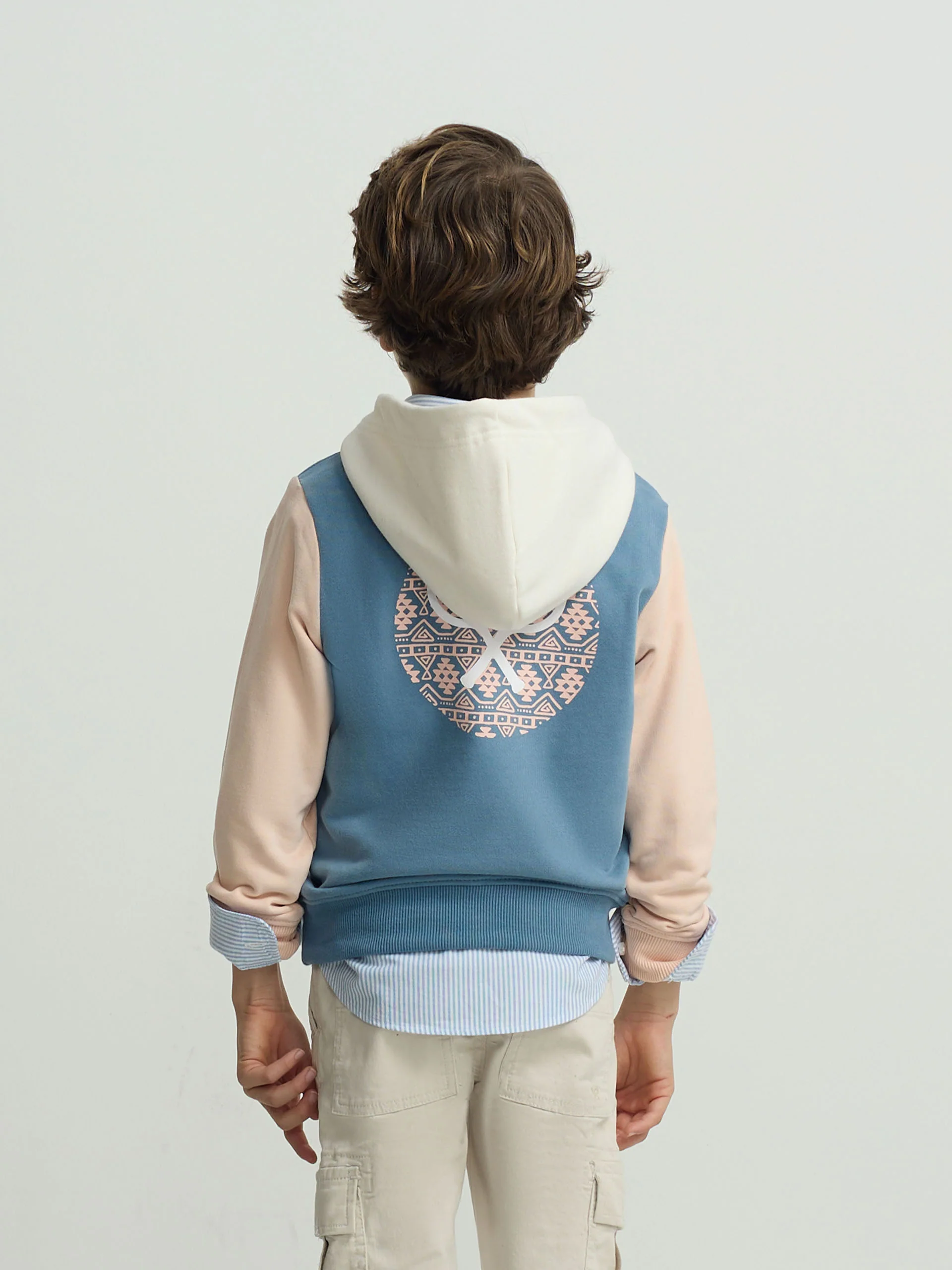 Sudadera kids capucha raqueta etnica azul