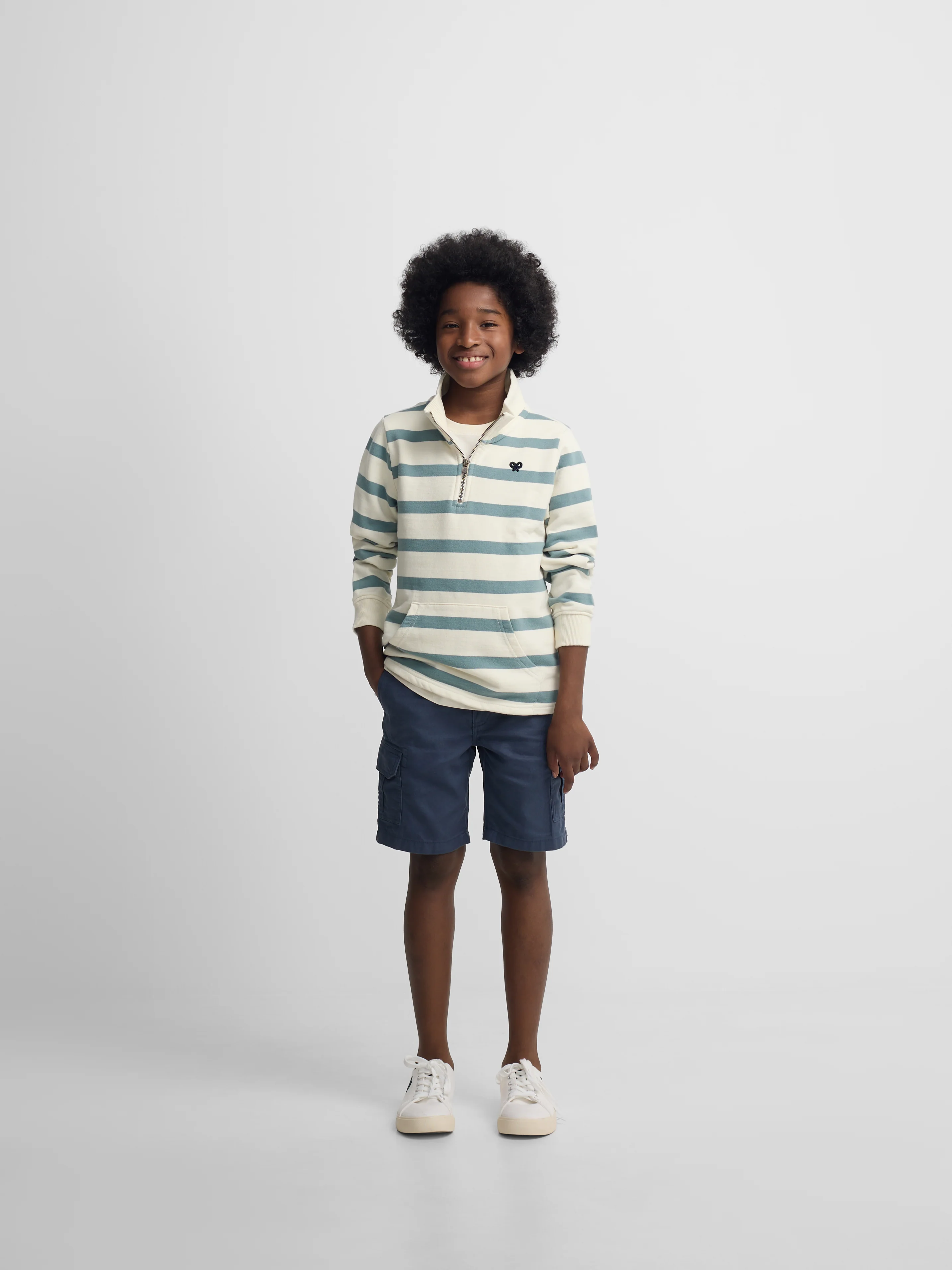 Sudadera kids media cremallera rayas verde - Image 5