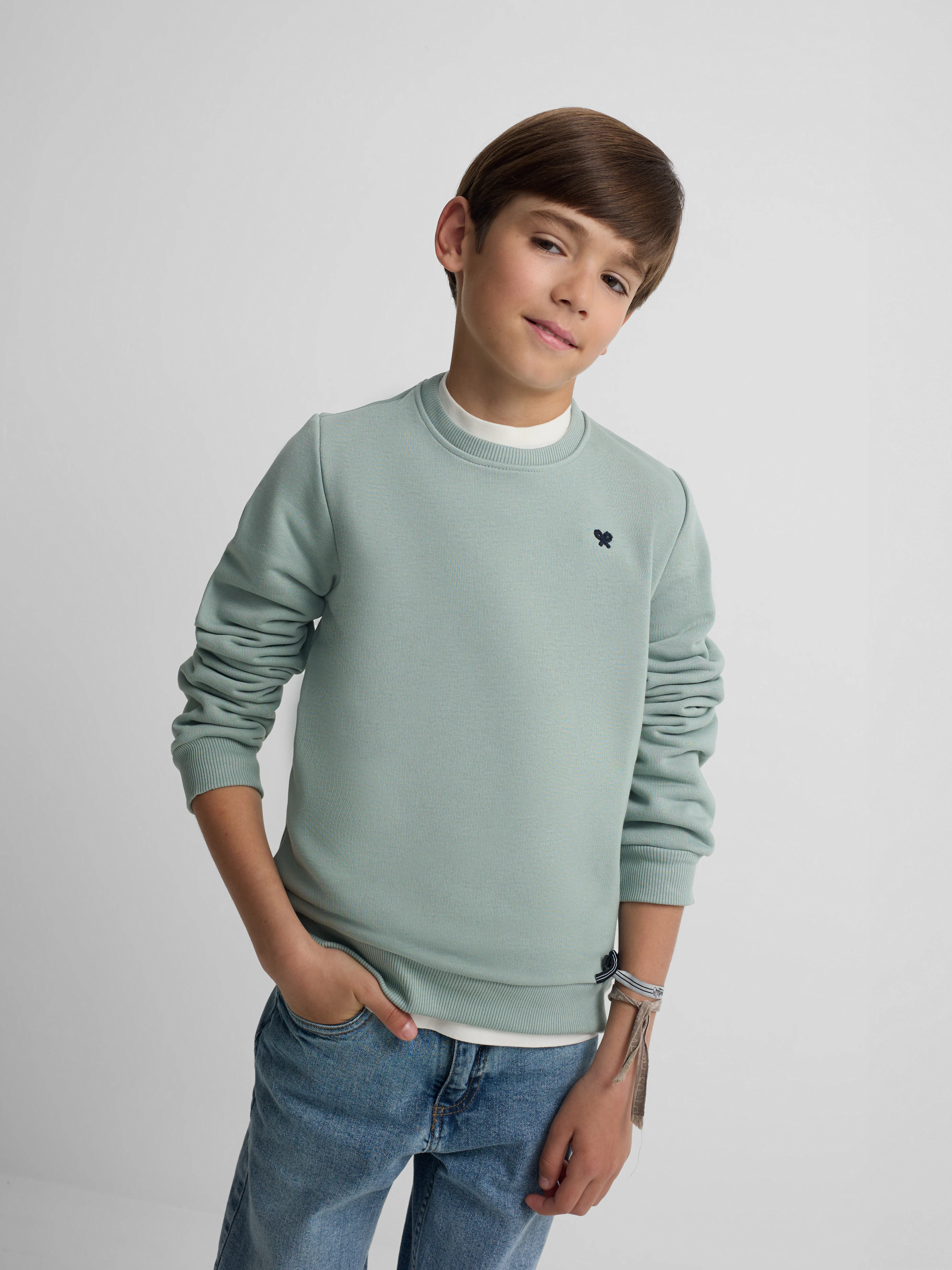 Sudadera kids minilogo verde - Image 3
