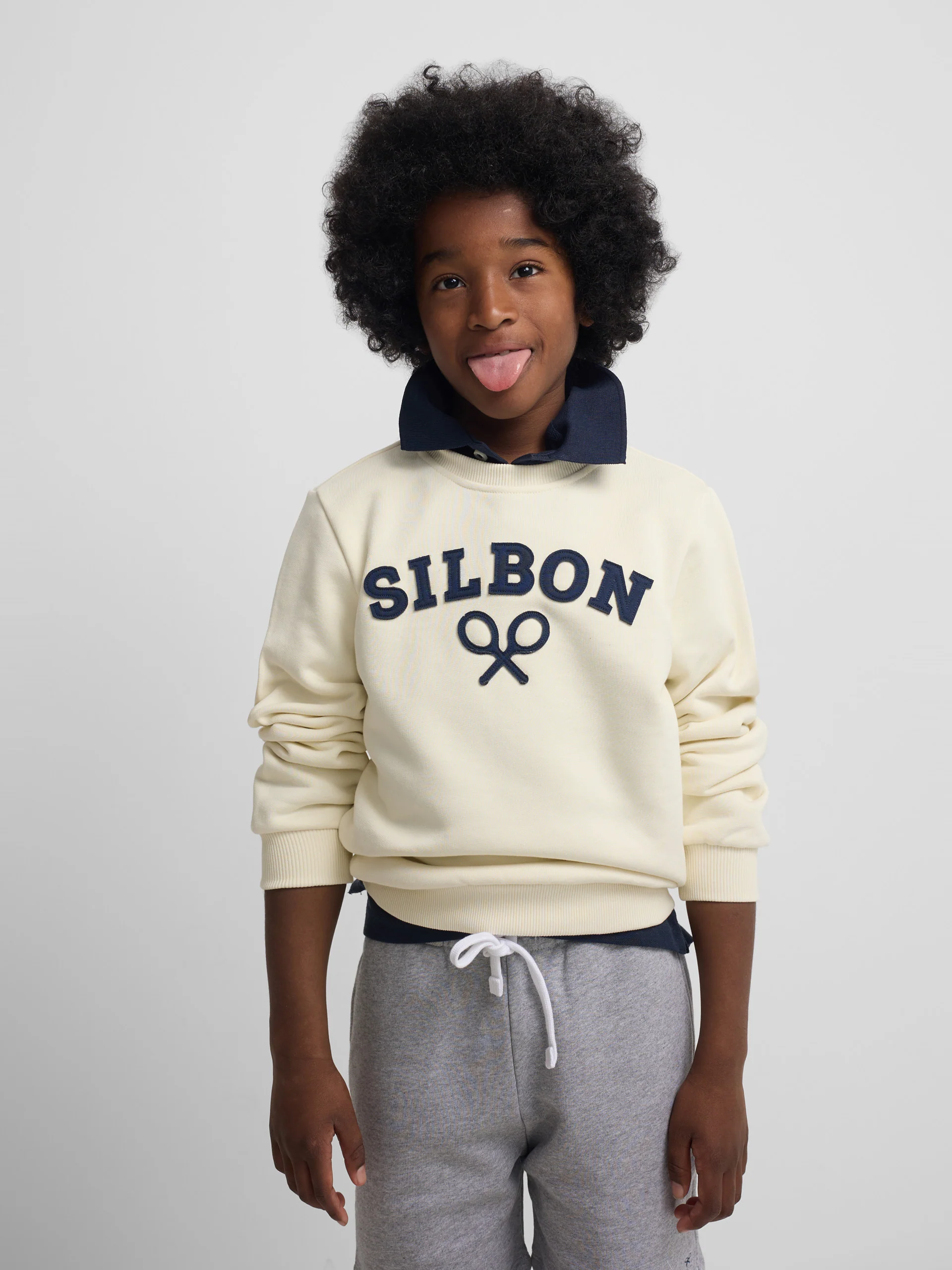 Sudadera kids raqueta media crema - Image 3
