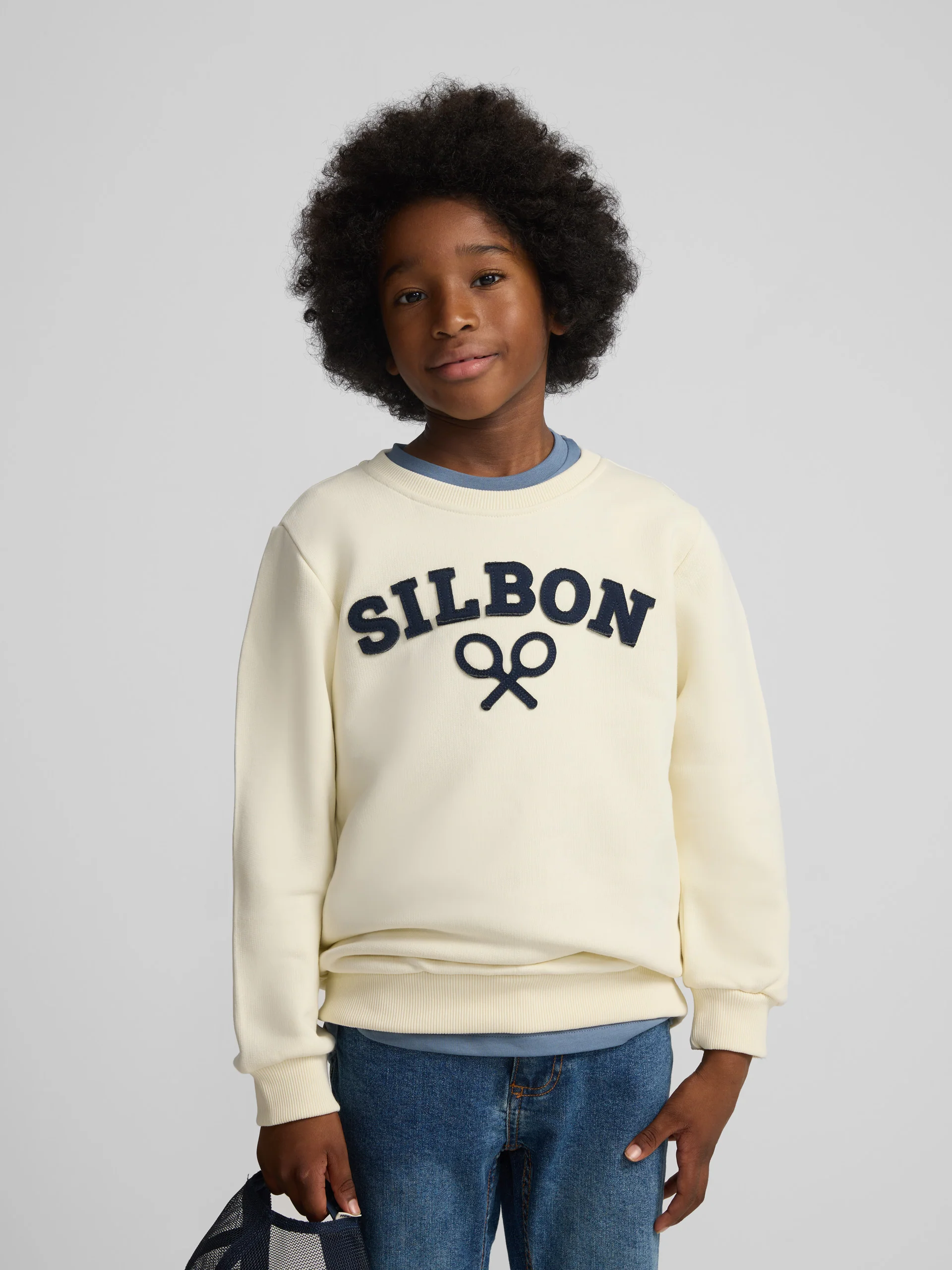 Sudadera kids raqueta media crema - Image 6