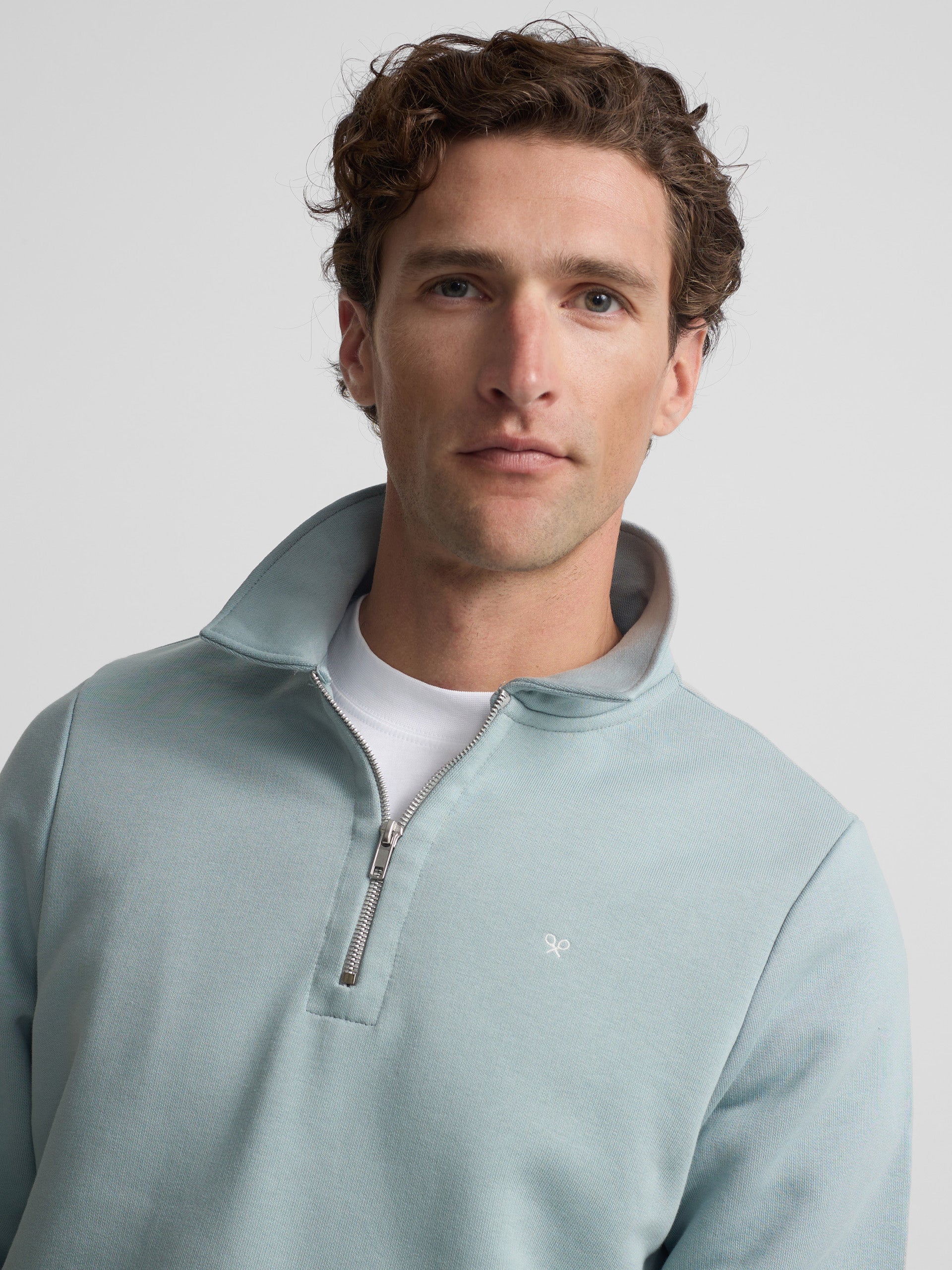 Sudadera media cremallera minilogo aguamarina - Image 3