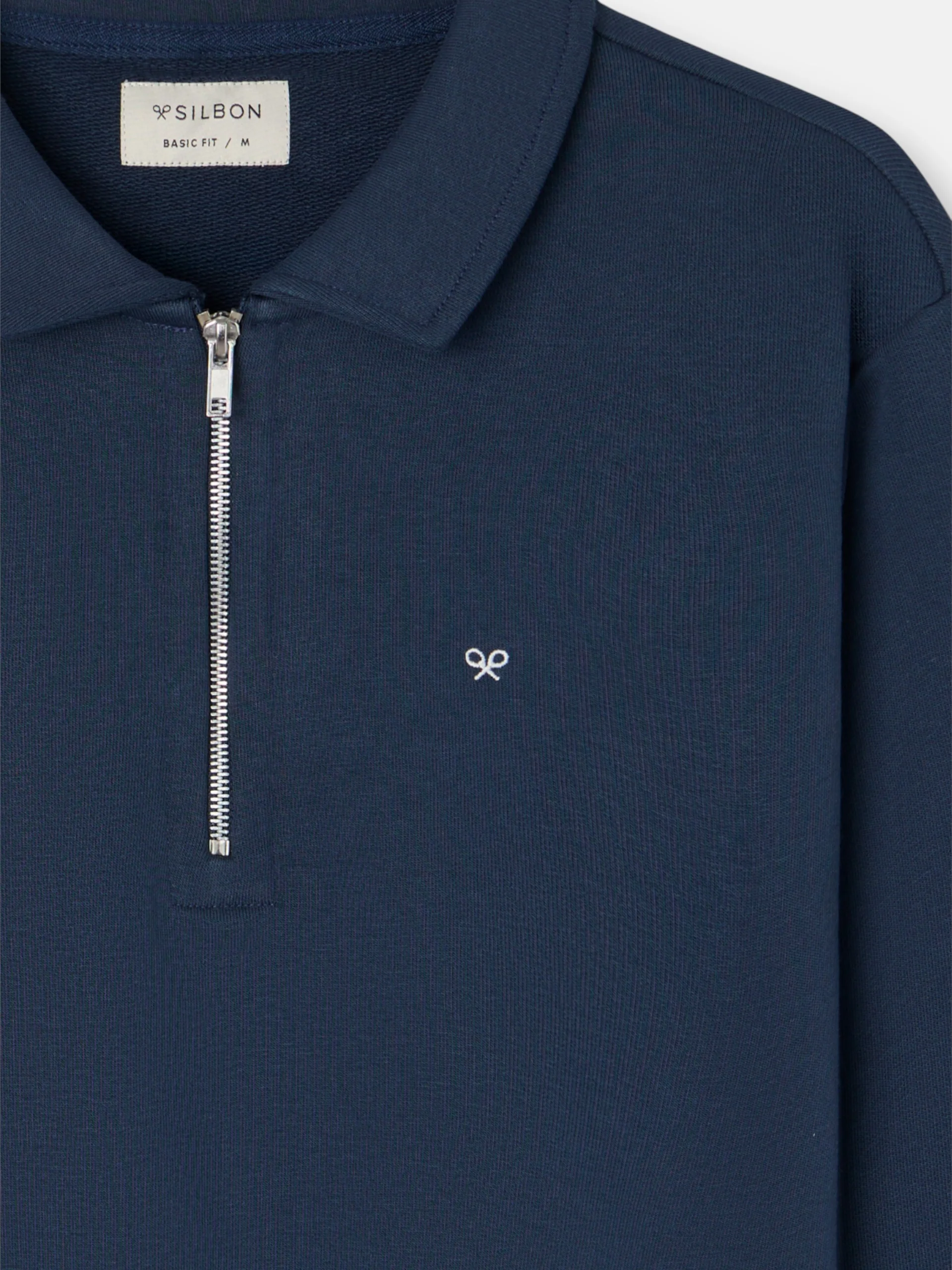 Sudadera media cremallera minilogo azul marino - Image 2