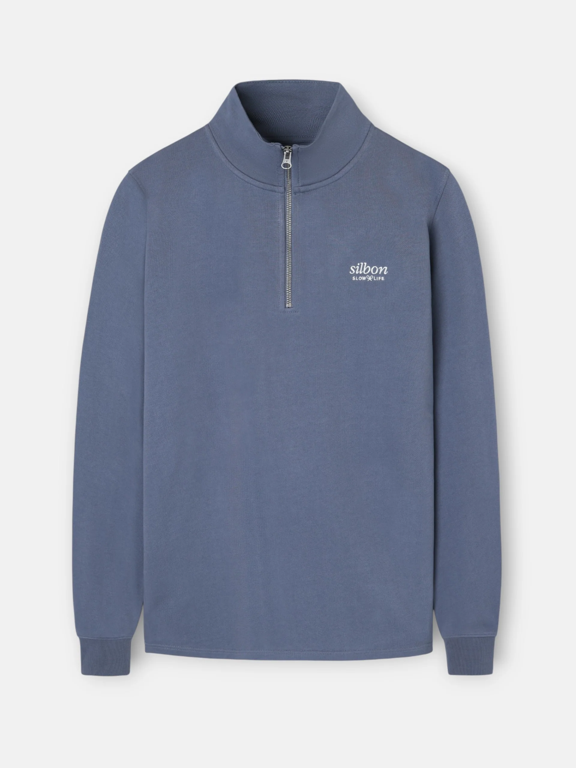 Sudadera media cremallera slow life azul indigo