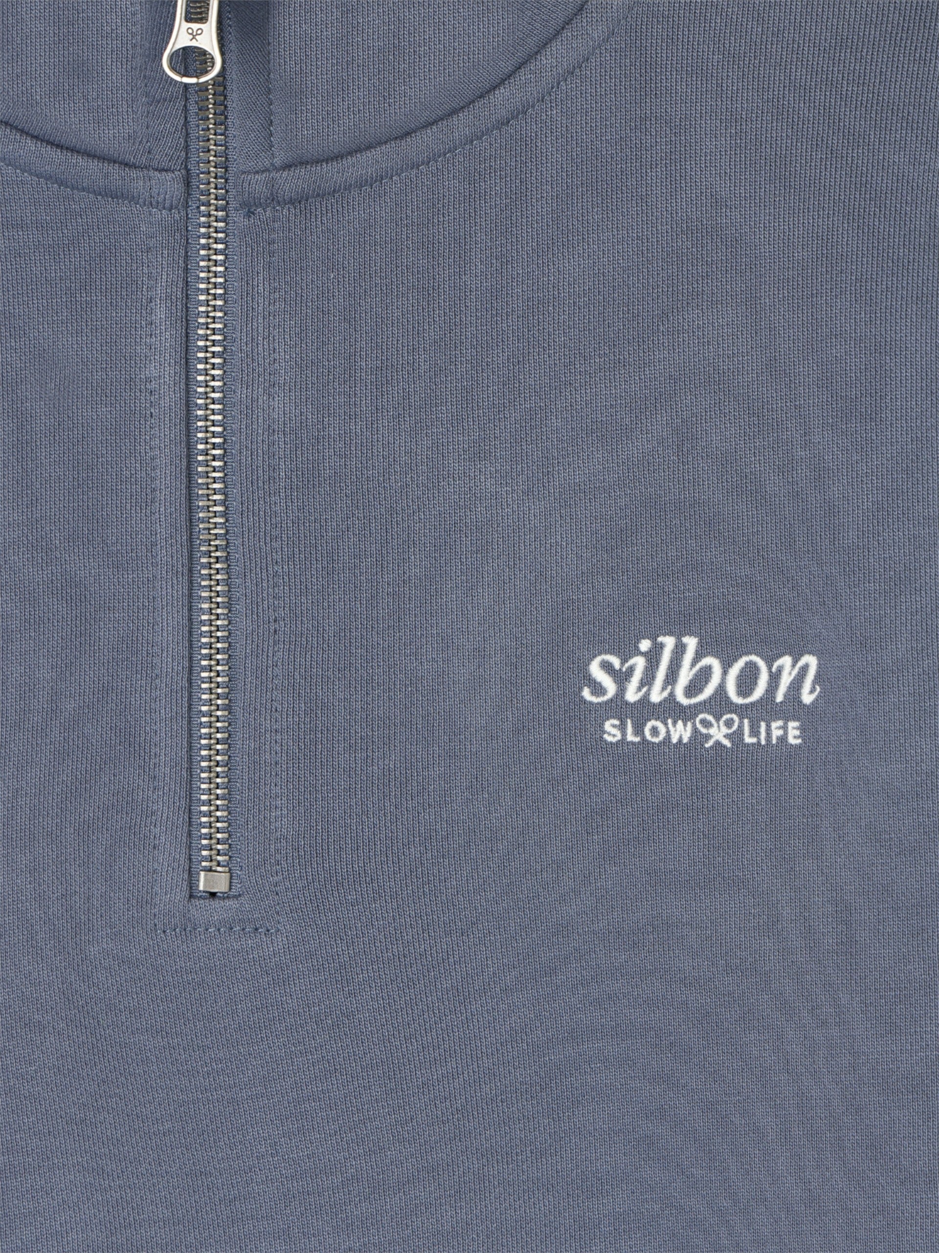 Sudadera media cremallera slow life azul indigo - Image 2