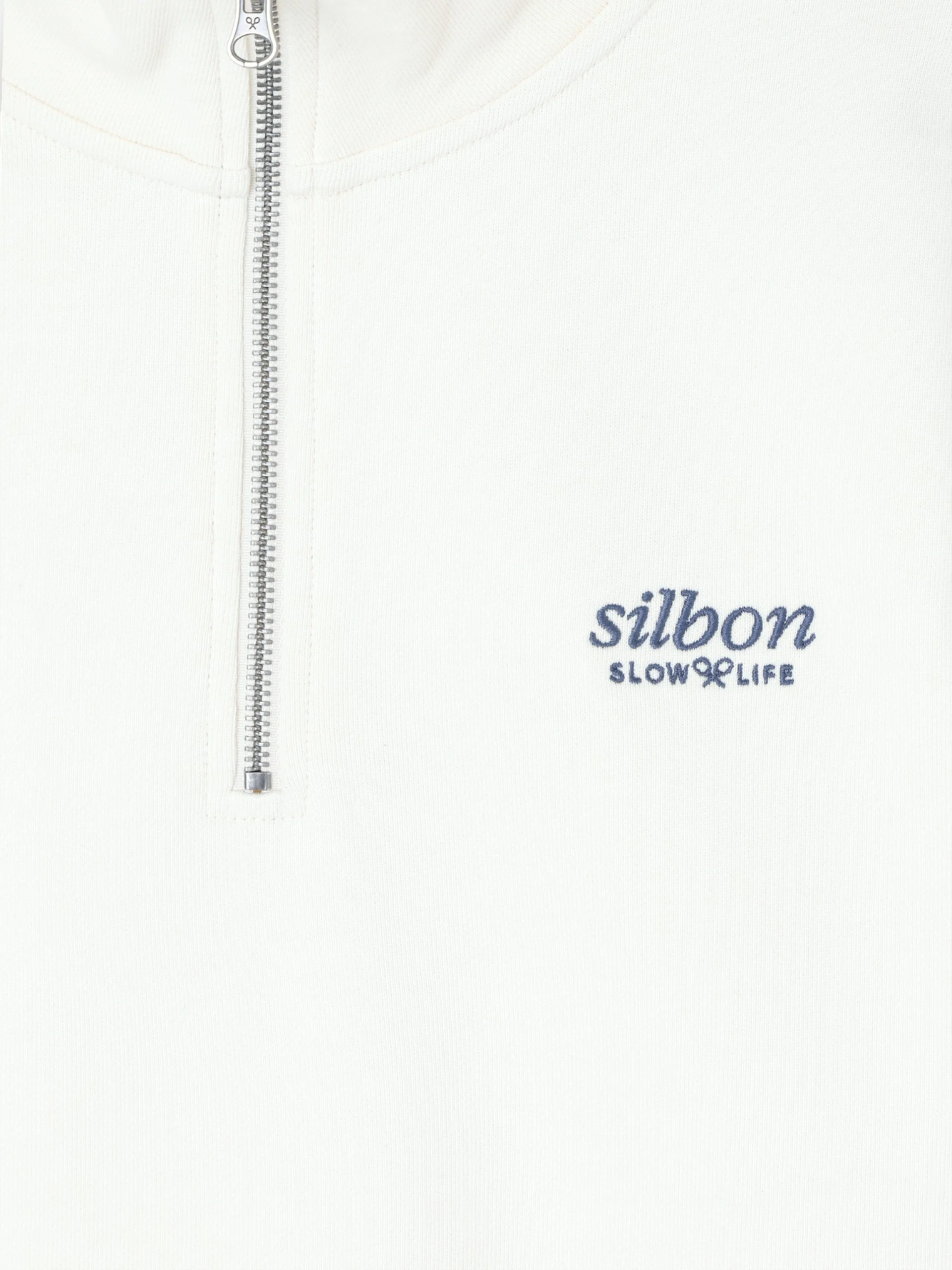 Sudadera media cremallera slow life crema - Image 2