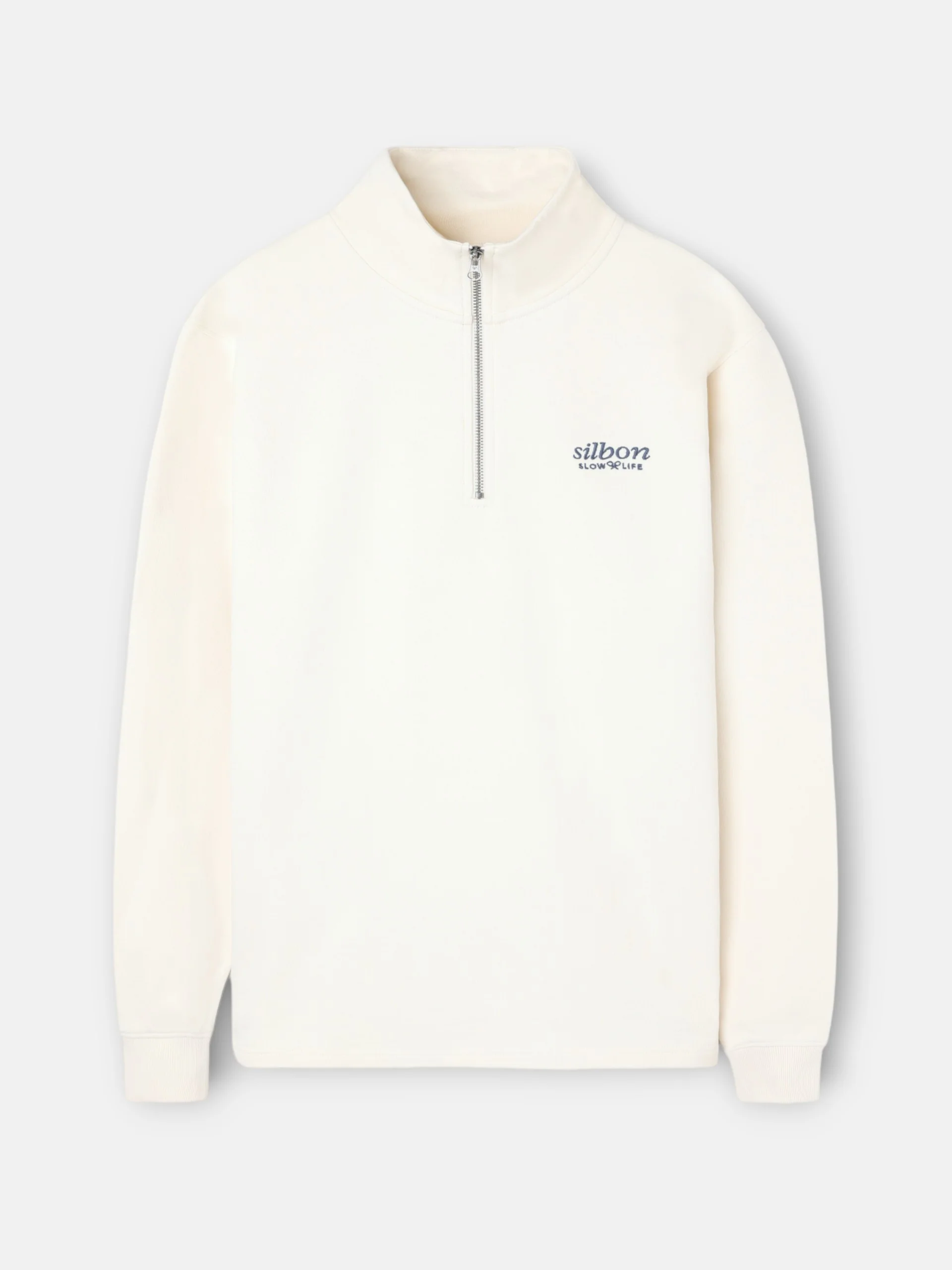 Sudadera media cremallera slow life crema - Image 5