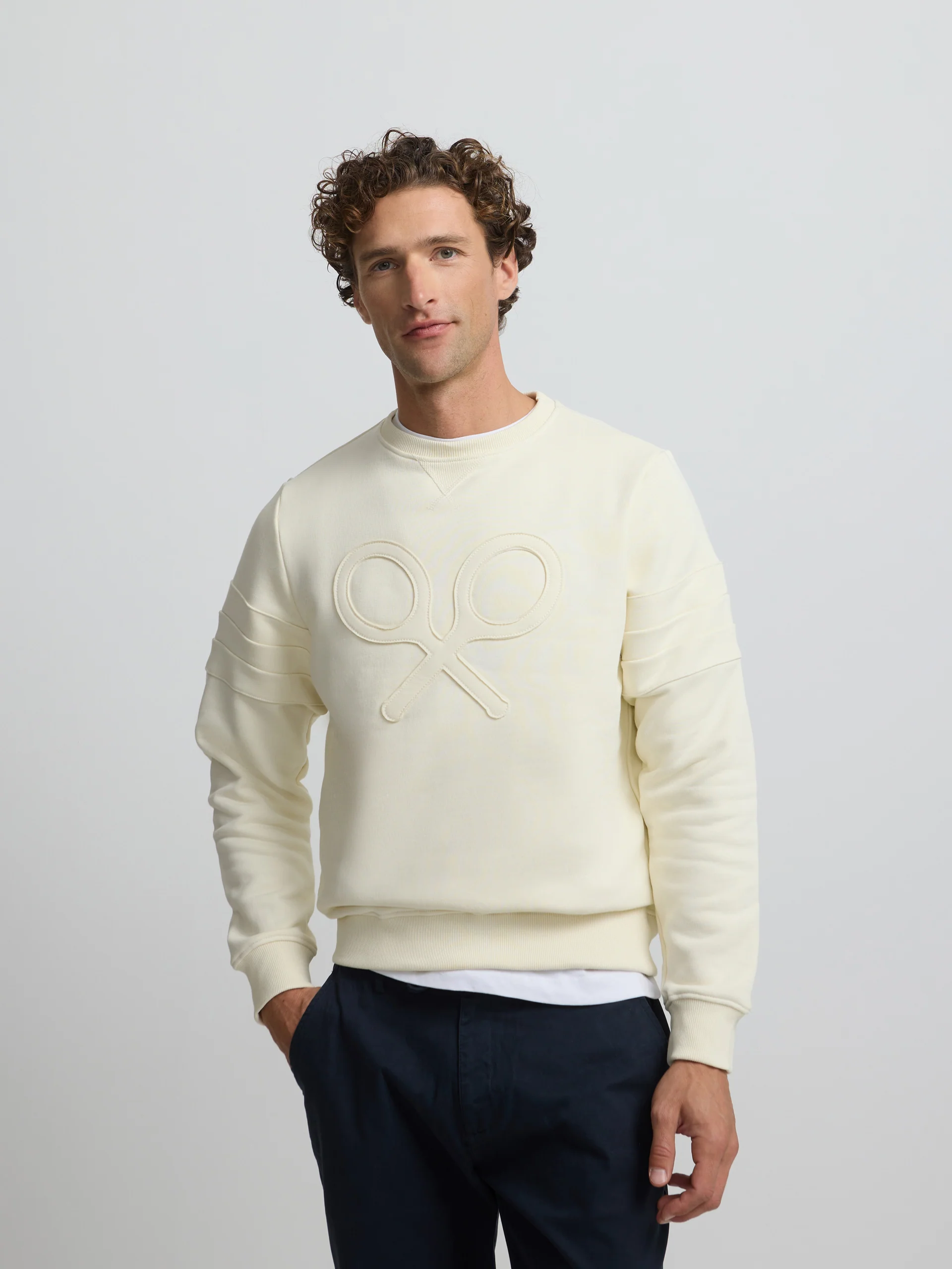 Sudadera raqueta relieve tono crema - Image 3
