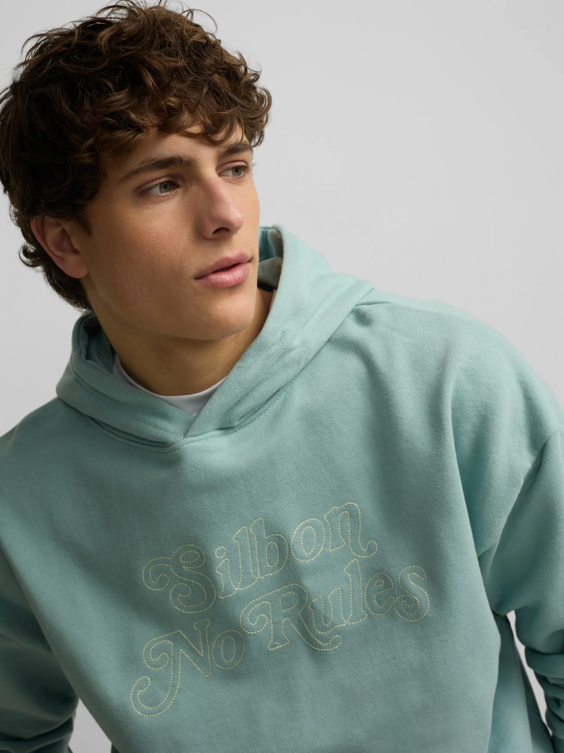 Sudadera relaxed fit hoodie no rules verde gris - Image 3