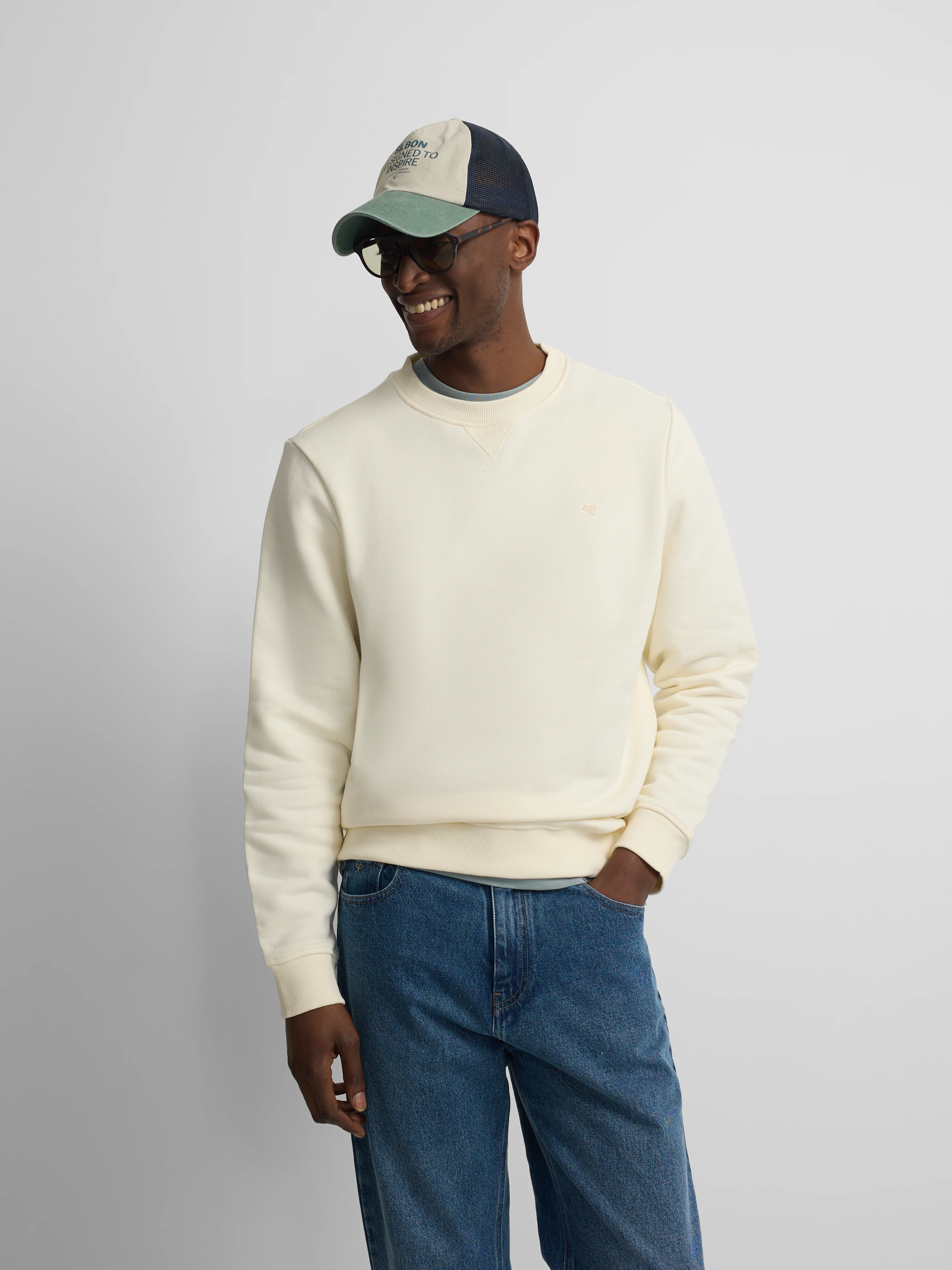Sudadera Silbon minilogo rizo crema