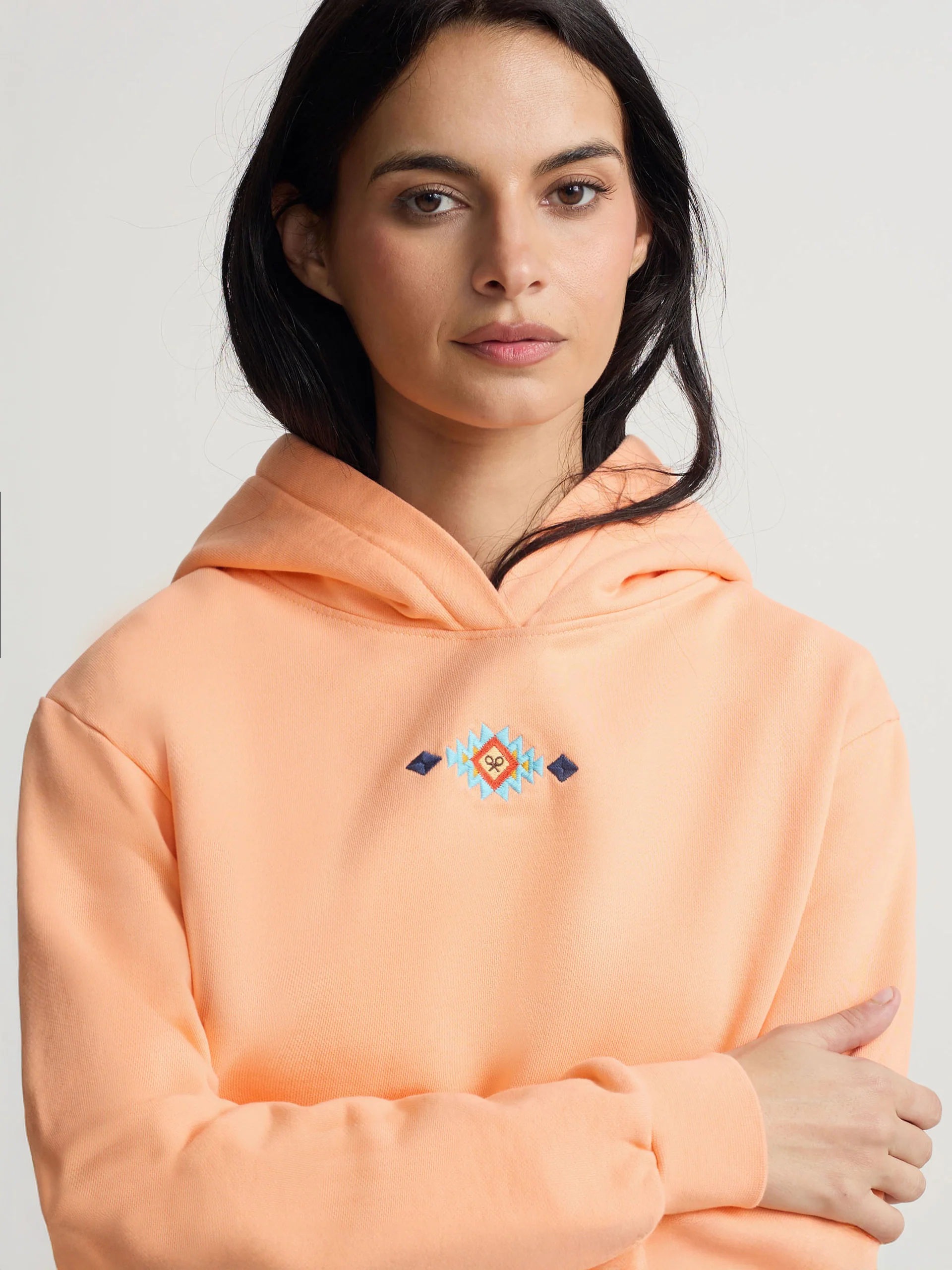 Sudadera woman capucha raqueta etnica naranja - Image 3