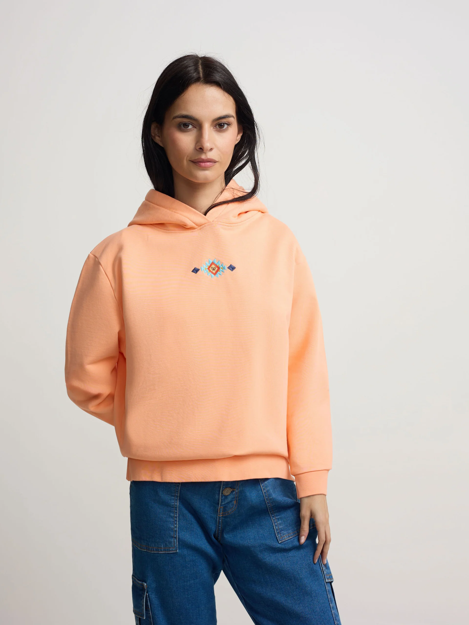 Sudadera woman capucha raqueta etnica naranja - Image 4