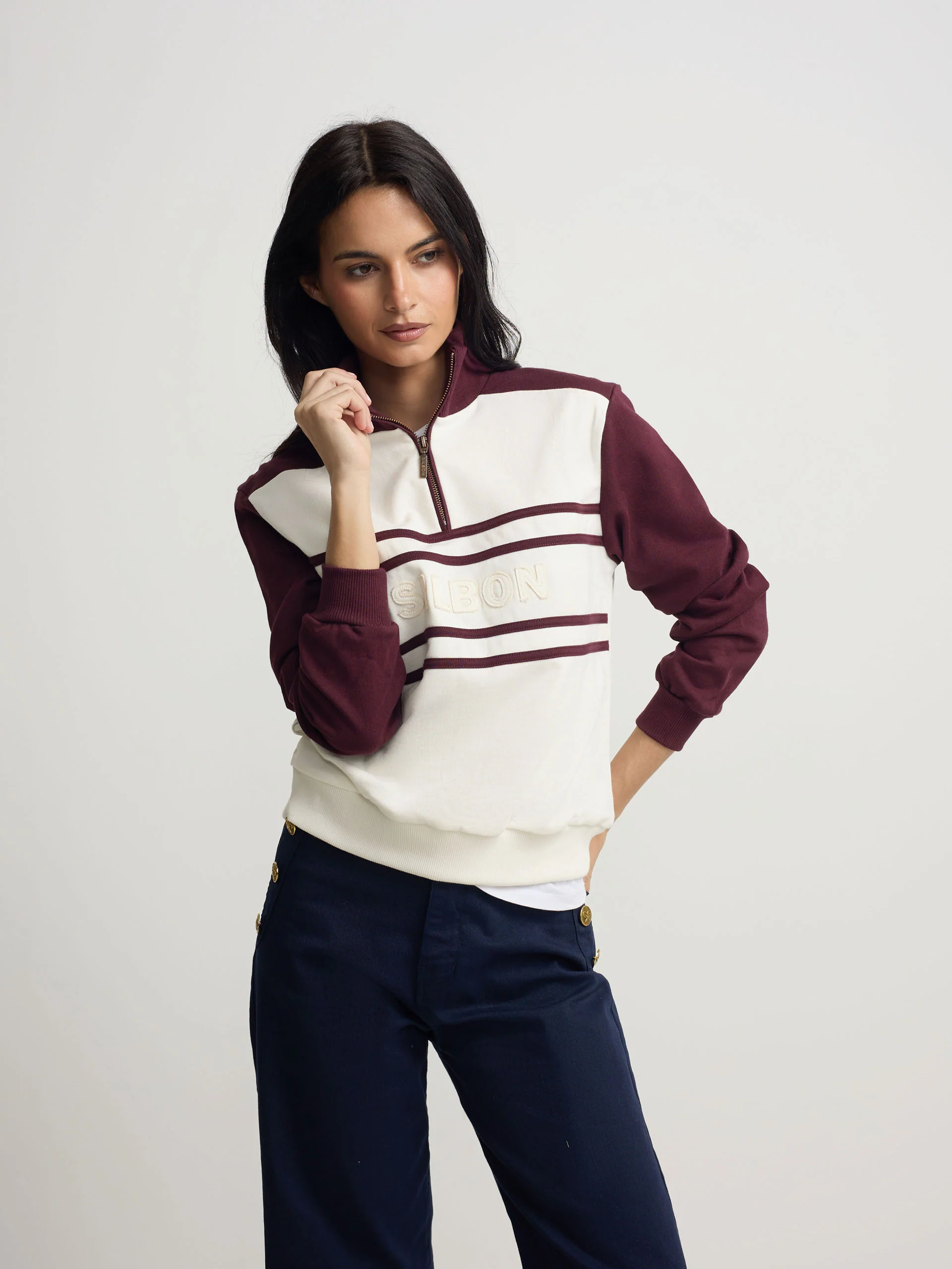 Sudadera woman cremallera silbon granate