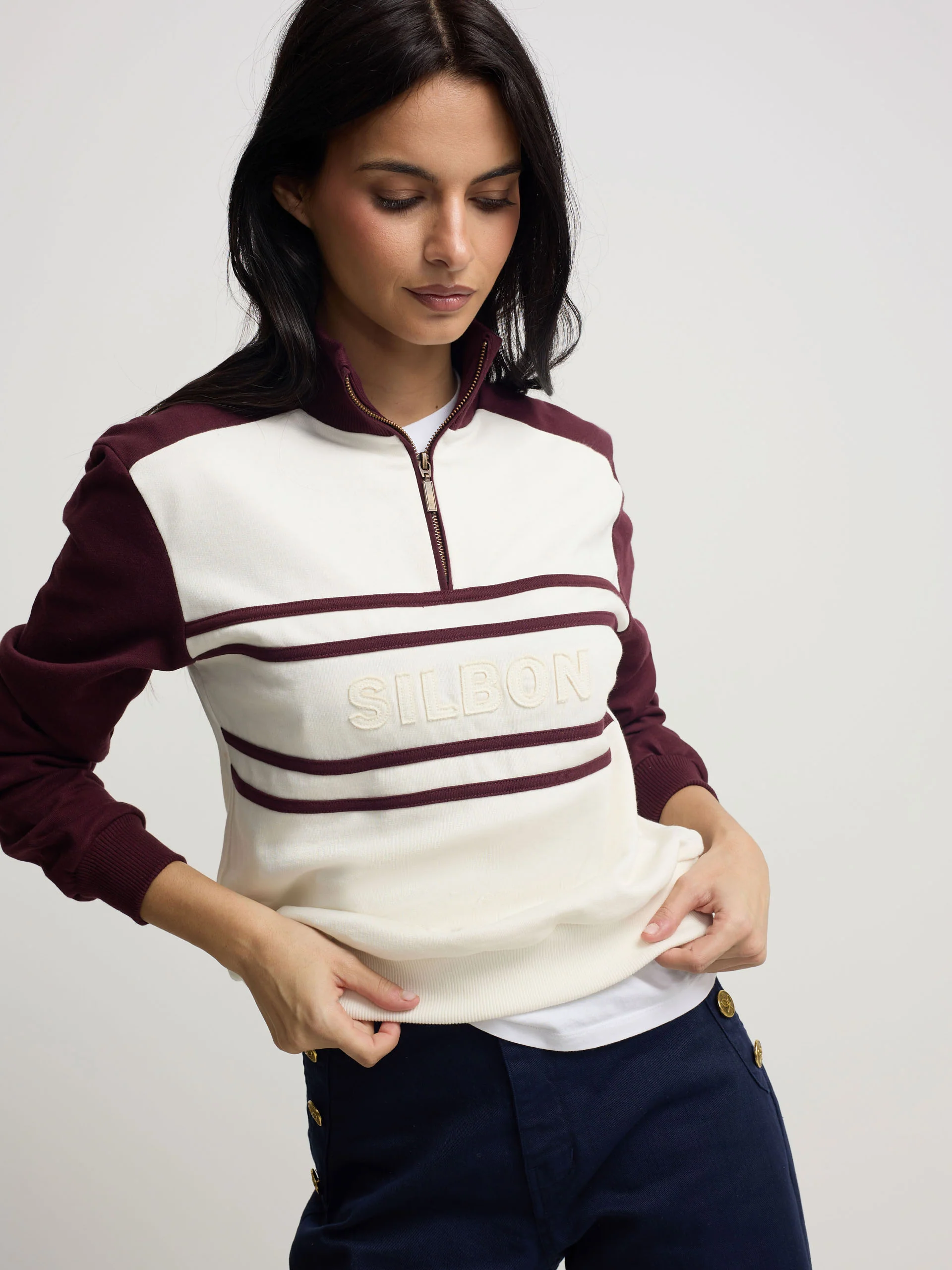 Sudadera woman cremallera silbon granate - Image 3