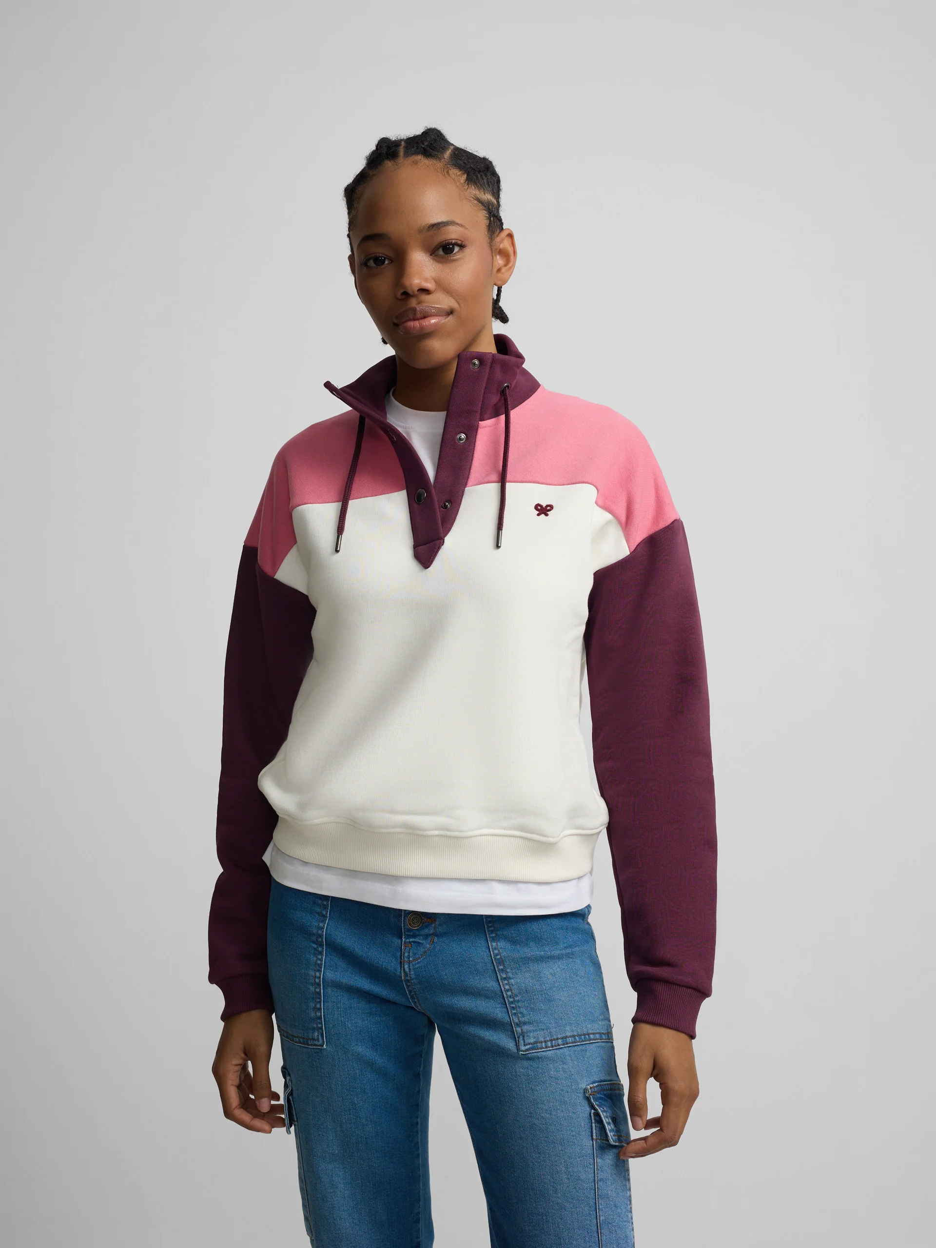 Sudadera woman cuello botones rosas - Image 3