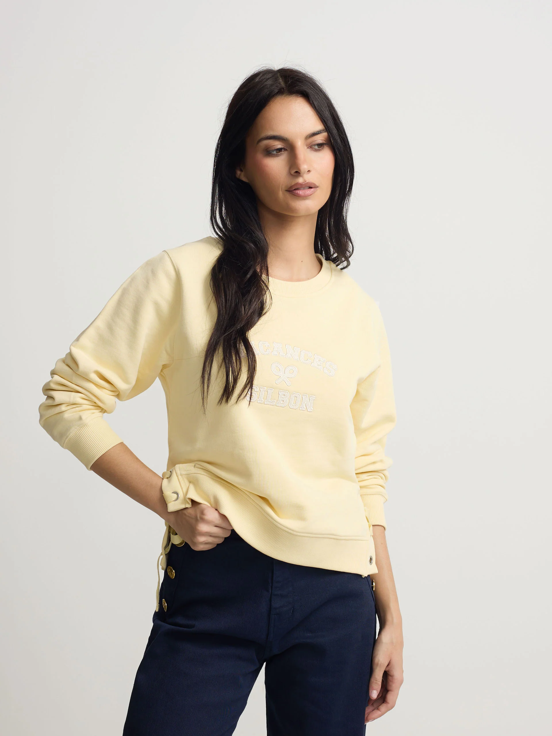 Sudadera woman detalle cuerdas amarilla - Image 3
