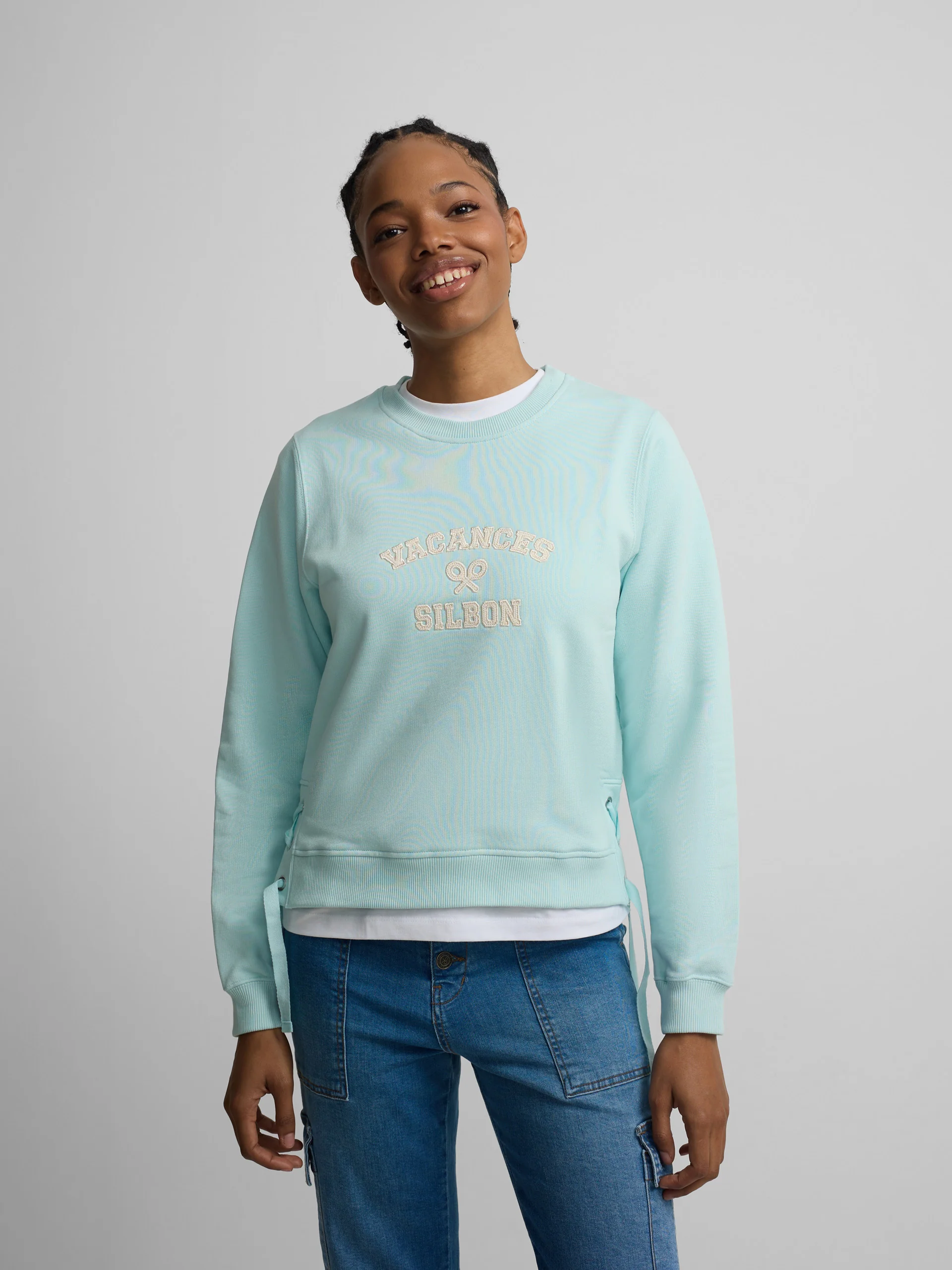 Sudadera woman detalle cuerdas verde agua - Image 3