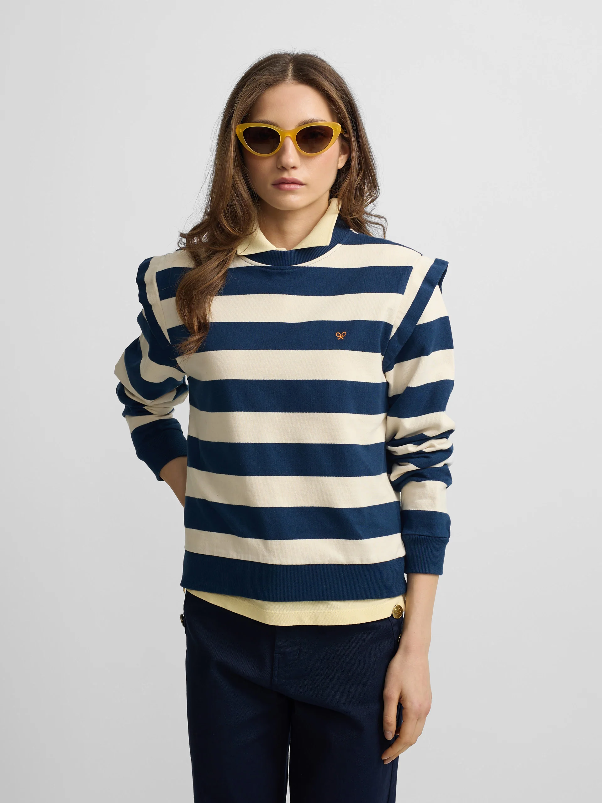 Sudadera woman hombreras rayas azules - Image 3