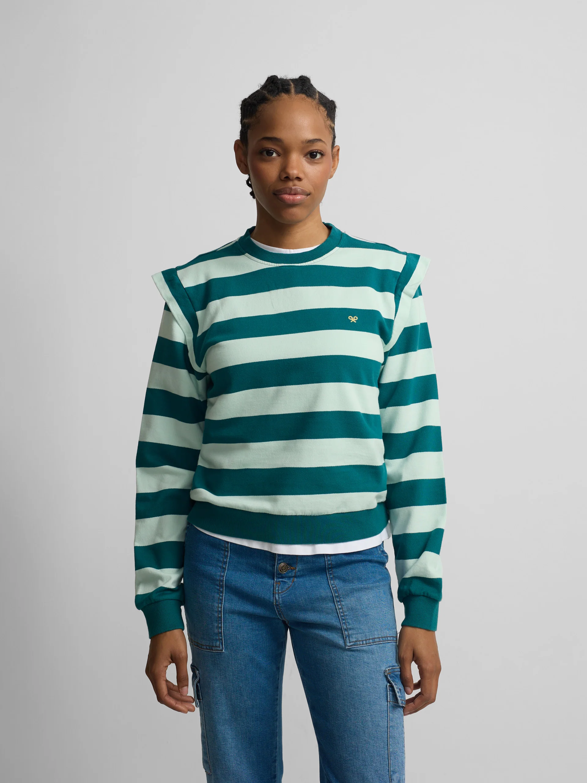 Sudadera woman hombreras rayas verdes - Image 2