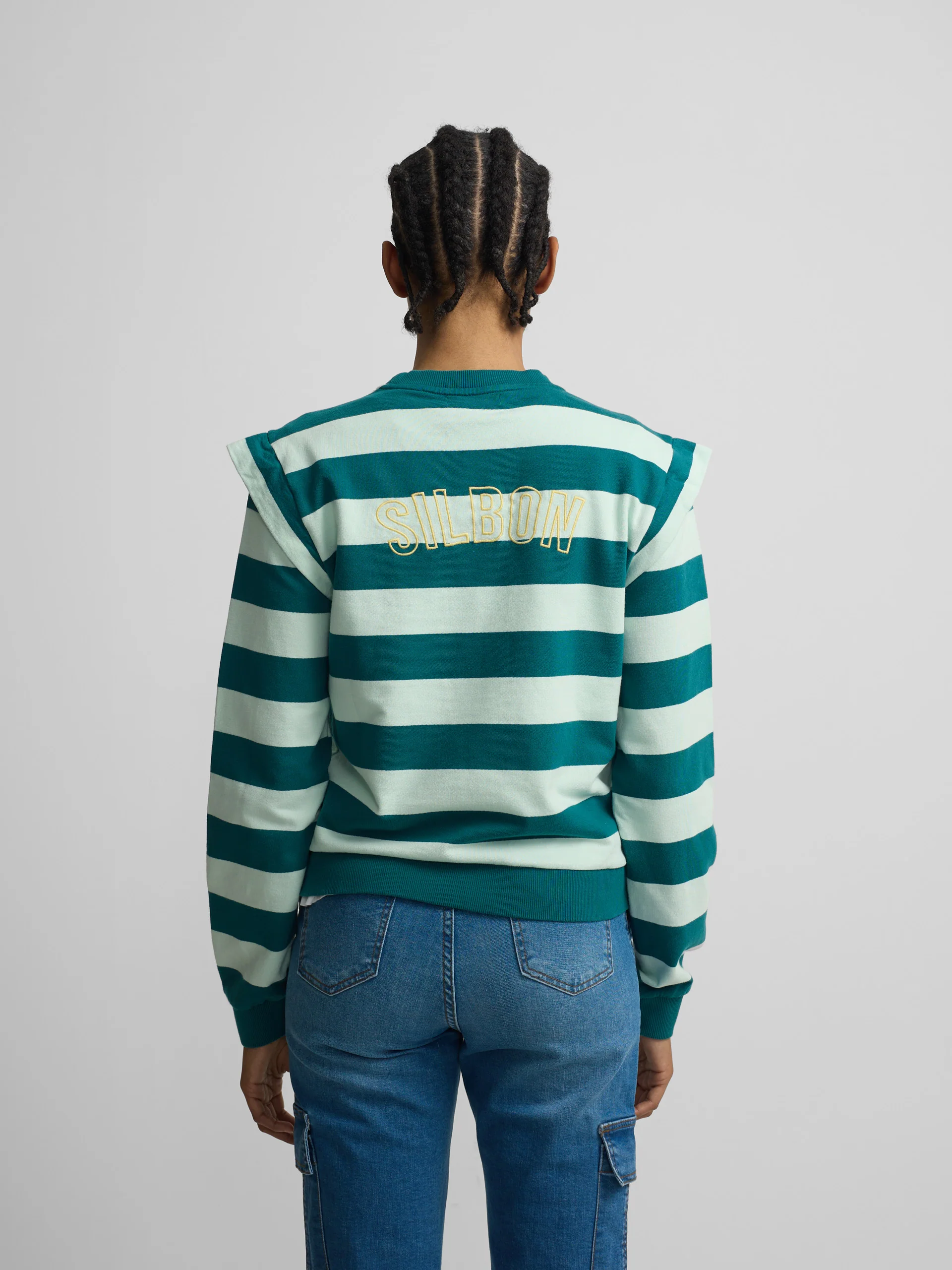 Sudadera woman hombreras rayas verdes - Image 3