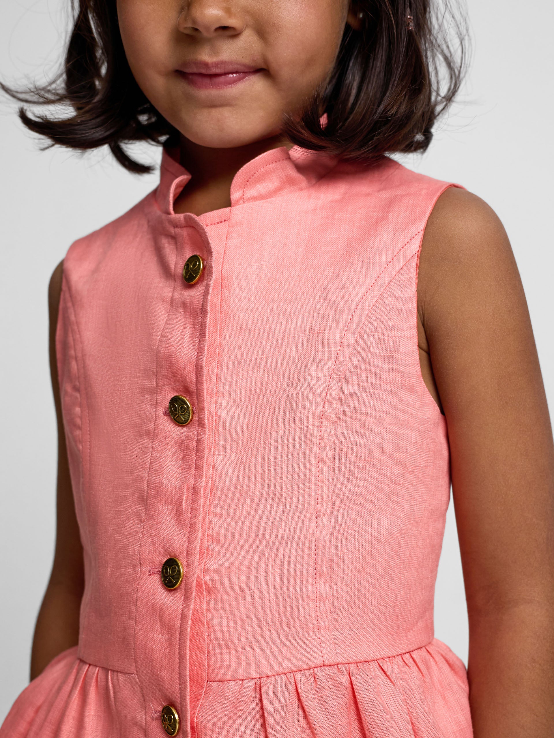 Top girl lino botones coral - Image 4